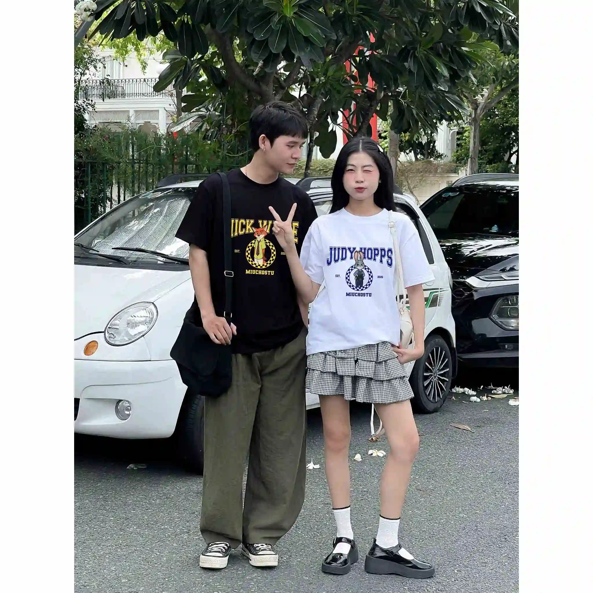 Áo thun cặp đôi form oversize Miucho vải cotton co giãn 2 chiều thoáng mát Nick Wilde in mix 2825_thumbnail_6