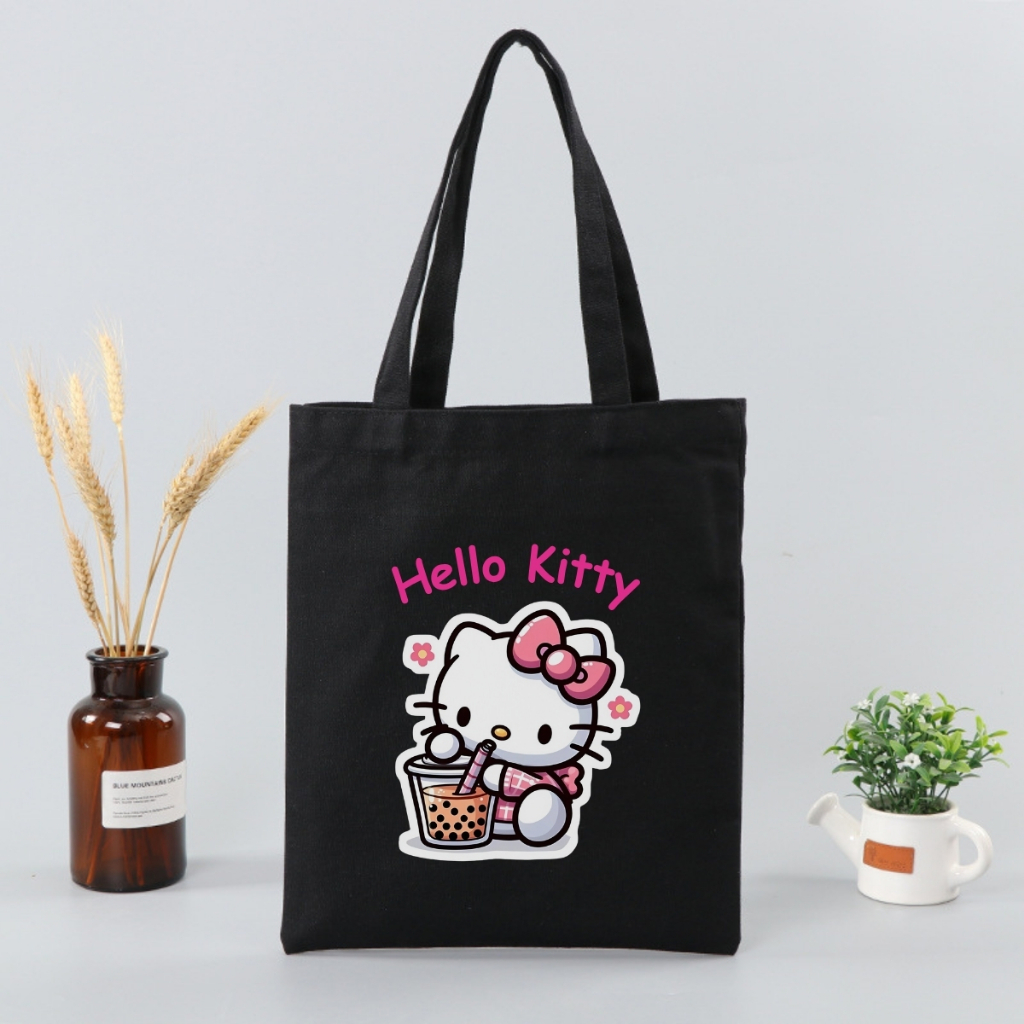 Túi tote vải canvas đeo vai hình HELLO KITTY dễ thương, có khóa kéo và ngăn phụ - WTU03_thumbnail_16