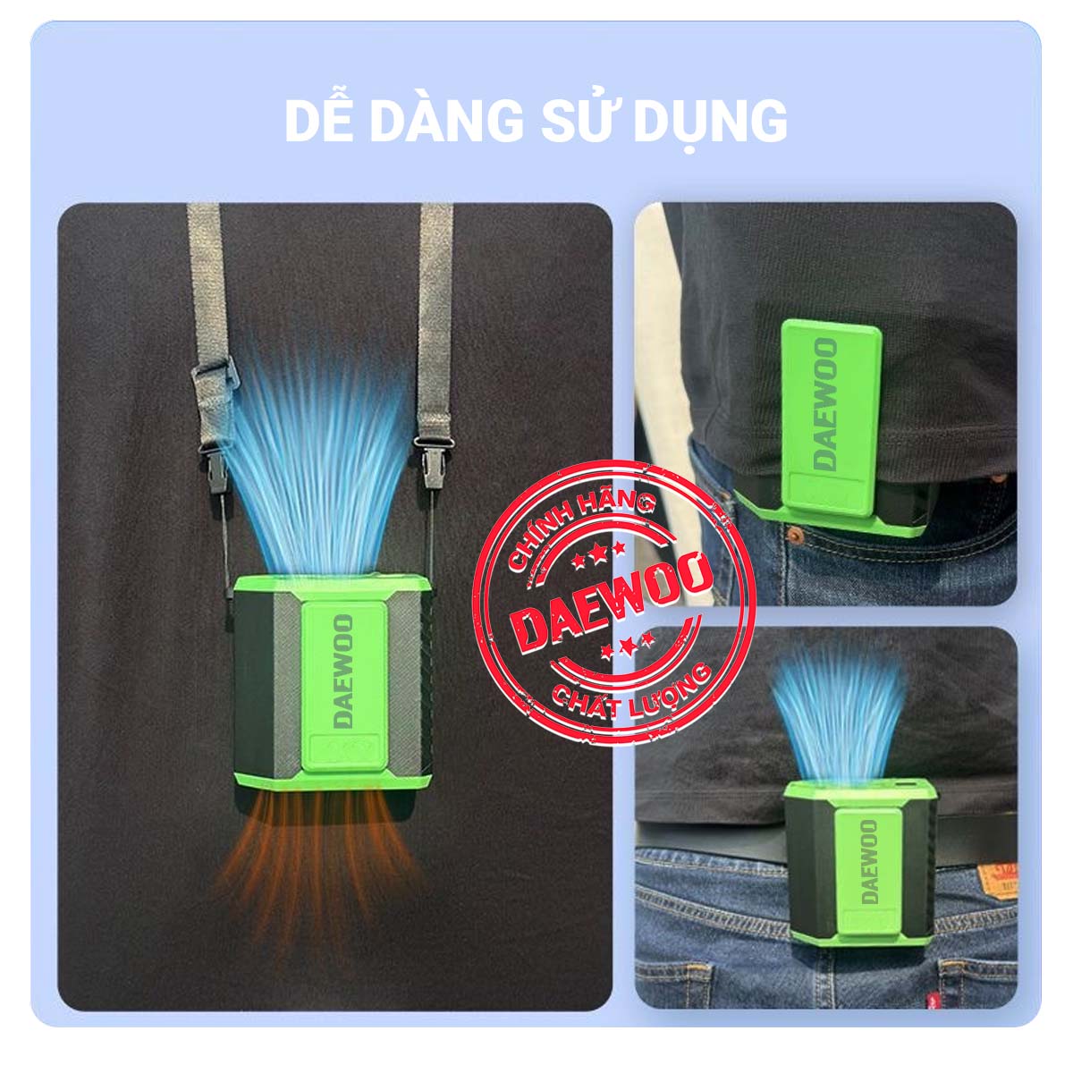 Quạt đeo thắt lưng Daewoo chính hãng Pin 20000mAh 10000mAh sử dụng liên tục 13 đến 25 giờ_thumbnail_7