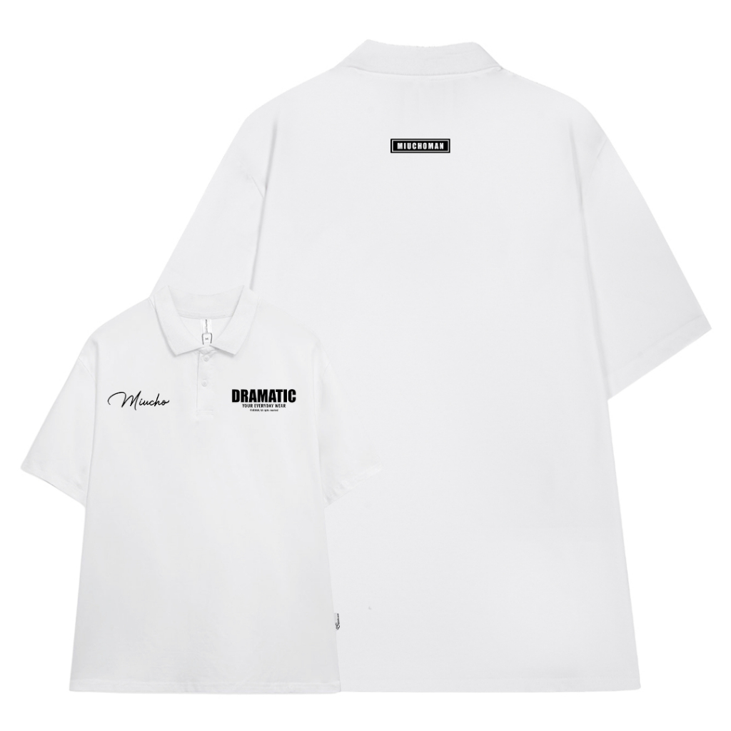 Áo polo nam form rộng PLD287 Miucho Man cotton cổ trụ in typography_thumbnail_9