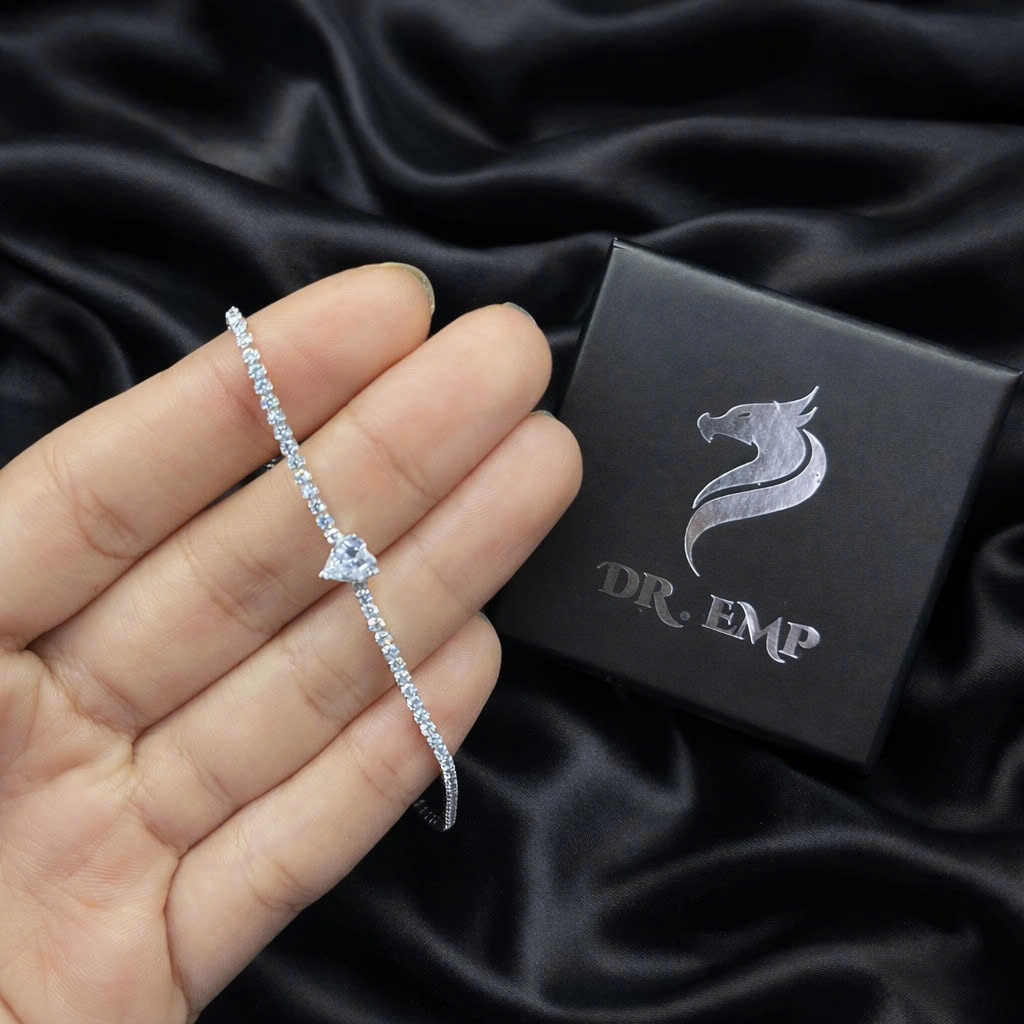 Vòng tay bạc xi kim dây đá charm tim trắng_thumbnail_2