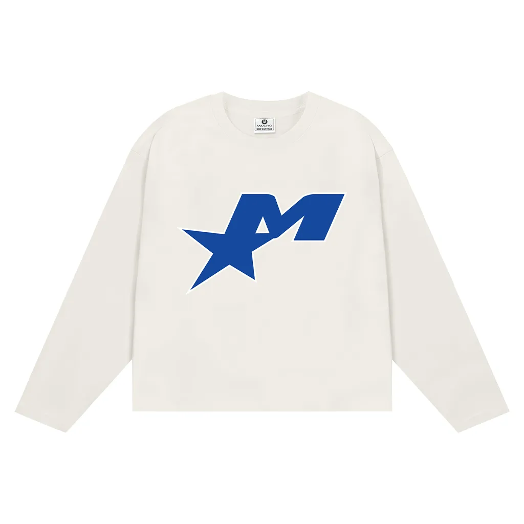 Áo thun unisex form boxy Miucho Club vải cotton thoáng mát tay dài cổ tròn hình in chữ M basic 2678_thumbnail_11