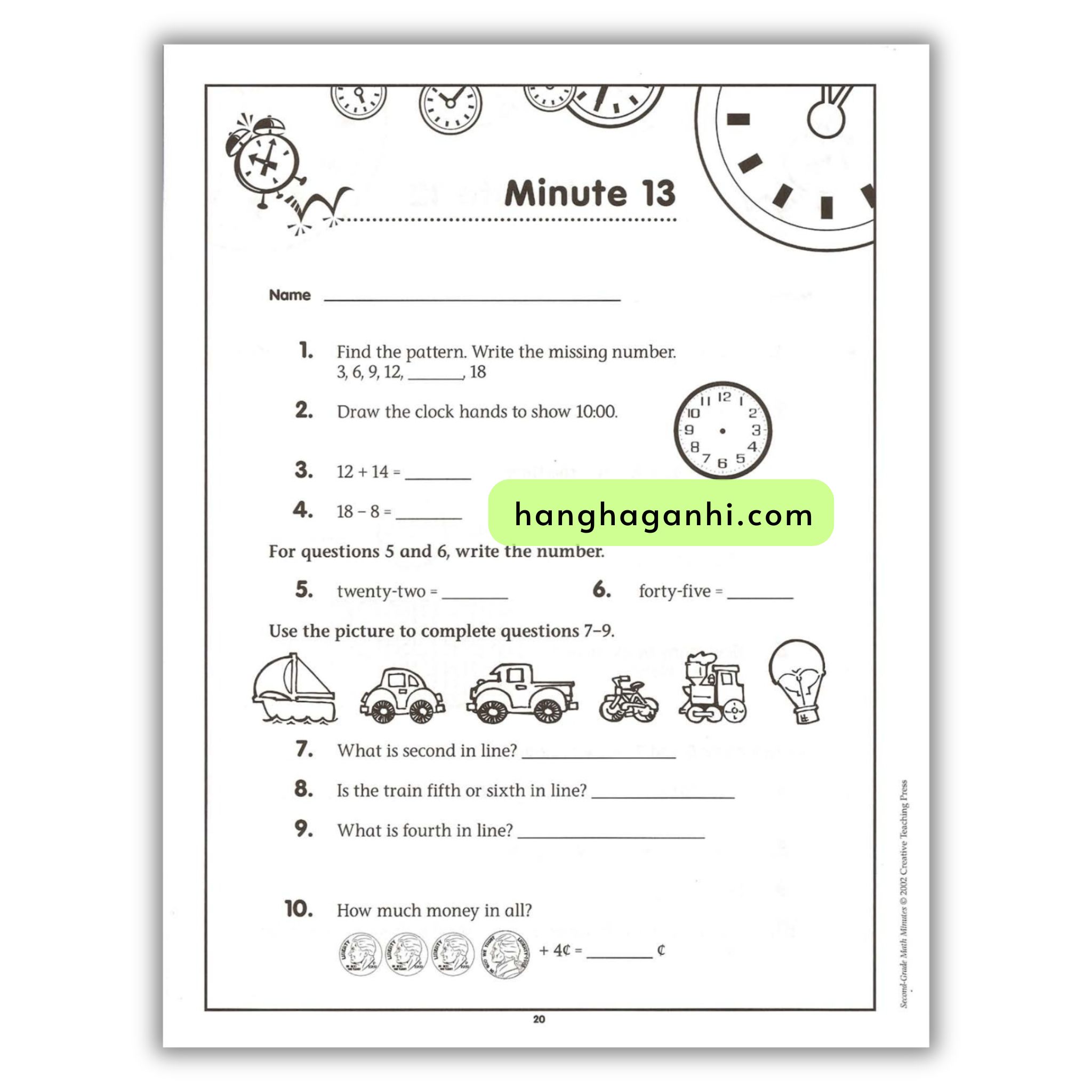 Math minutes - Bộ 8 cuốn Sách Toán Tiếng Anh kèm đáp án_thumbnail_8