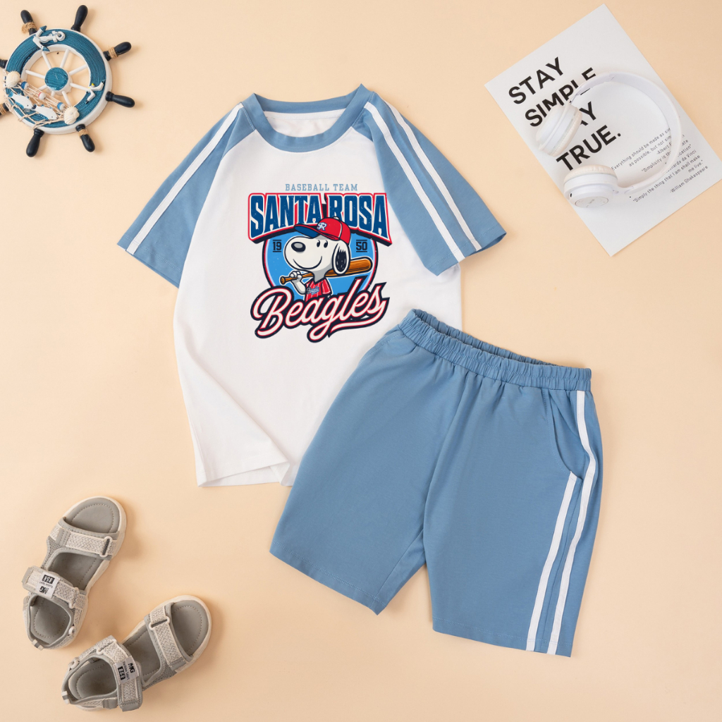 Đồ bộ bé trai, bé gái phối viền hình SANTAROSA BEAGLES - Loza Kids BF613_thumbnail_3