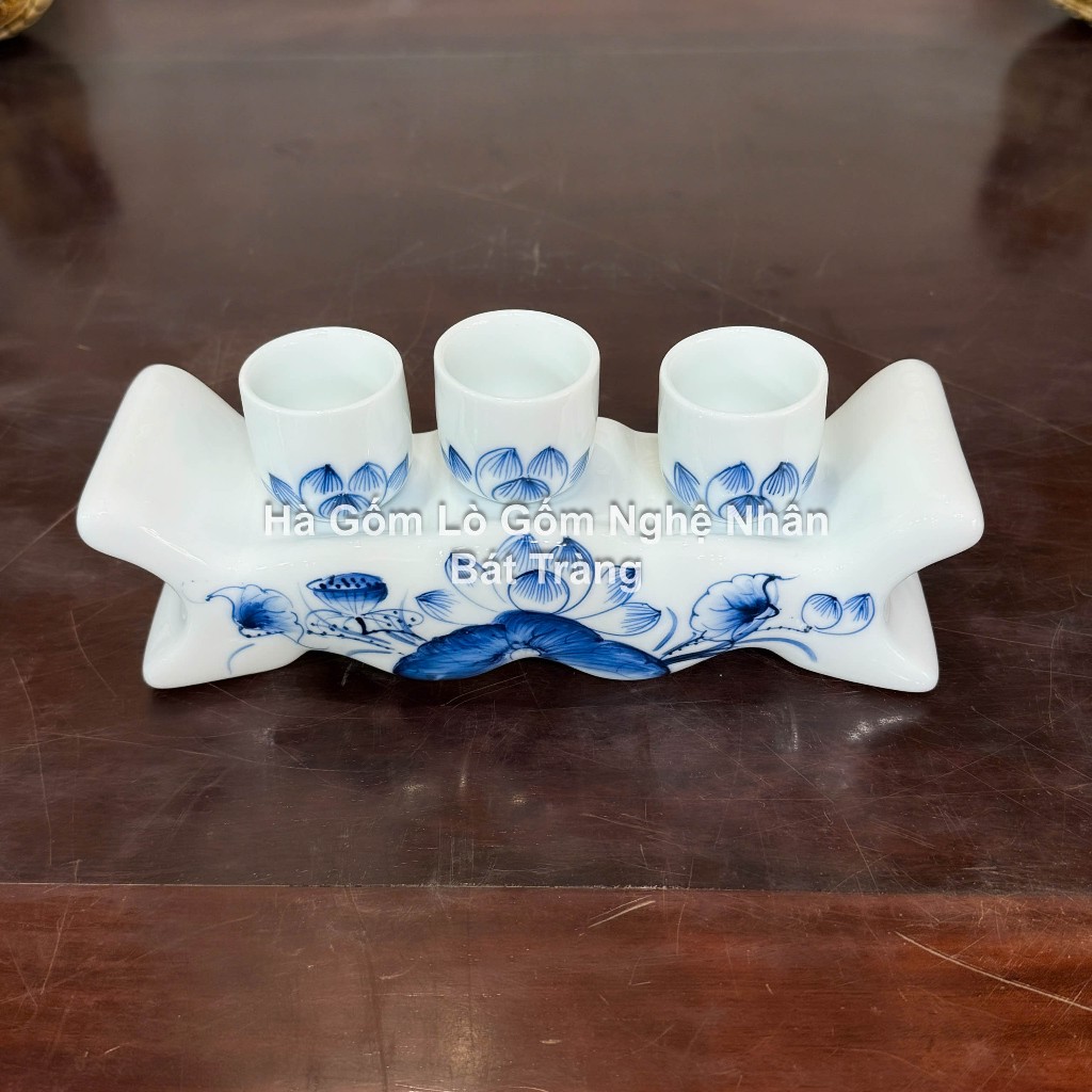 Chum Nước Thờ Cúng - Rượu, Kỷ nước Thờ Cúng - rượu MEN SEN CHÀM  - chuẩn Bát Tràng