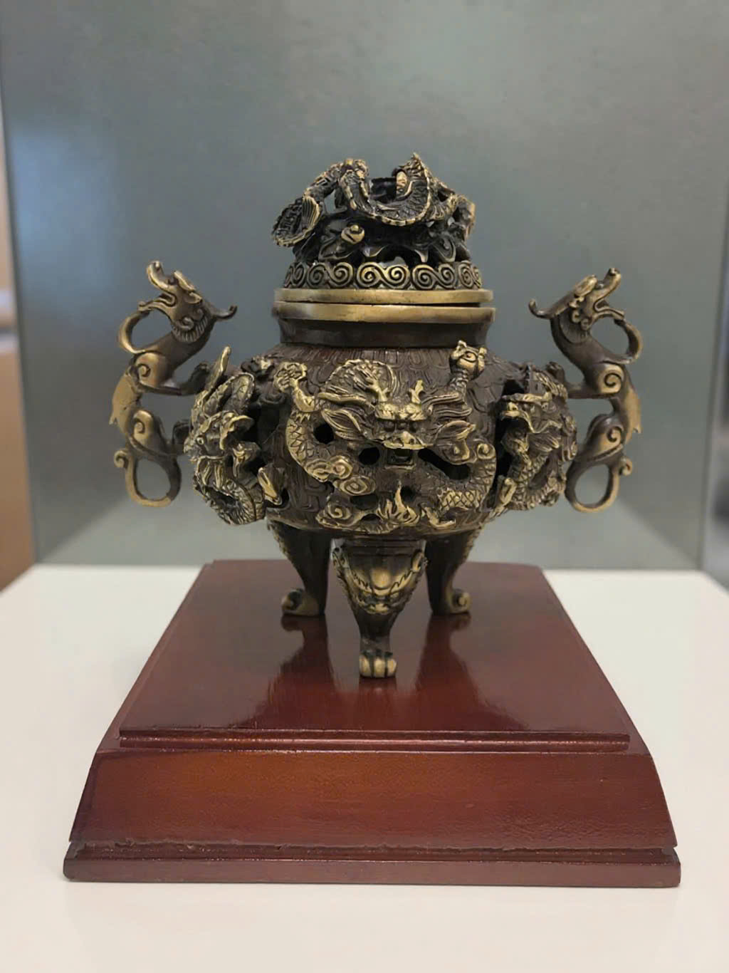 Lư đốt trầm bằng đồng cao cấp chạm hoa văn rồng _thumbnail_1