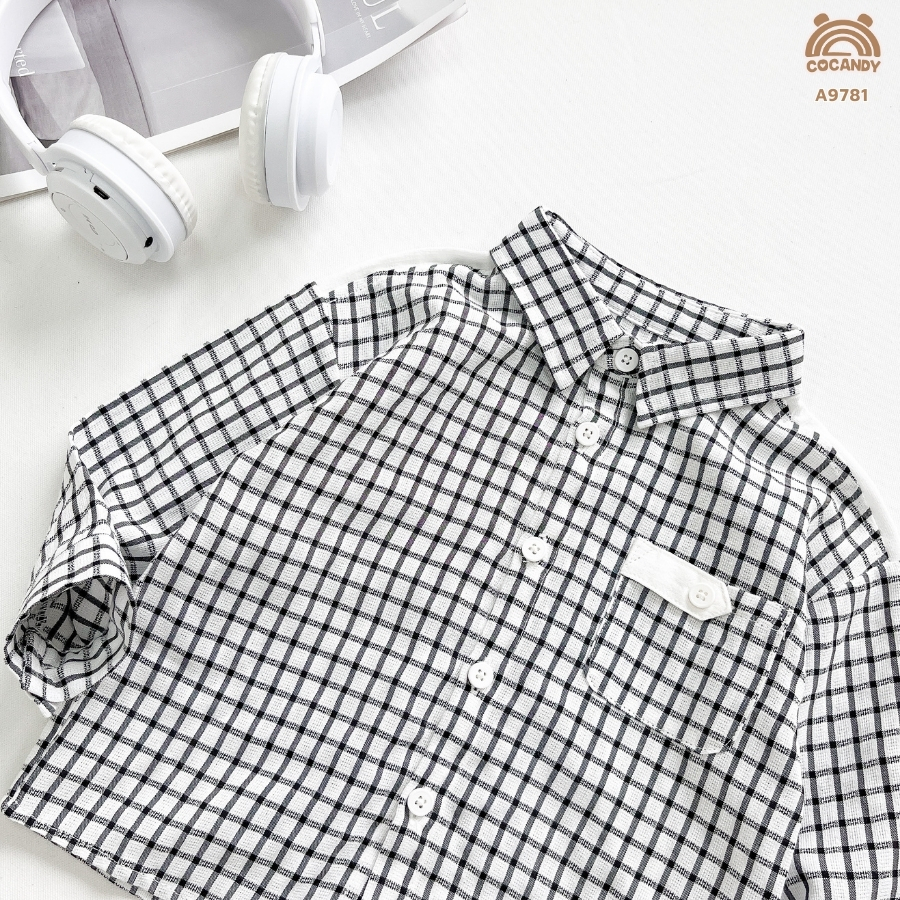 Áo dài caro ĐEN TRẮNG phối túi nẹp be_thumbnail_4