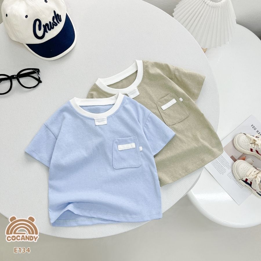 Áo cộc cotton XANH DƯƠNG túi ốp kiểu_thumbnail_4