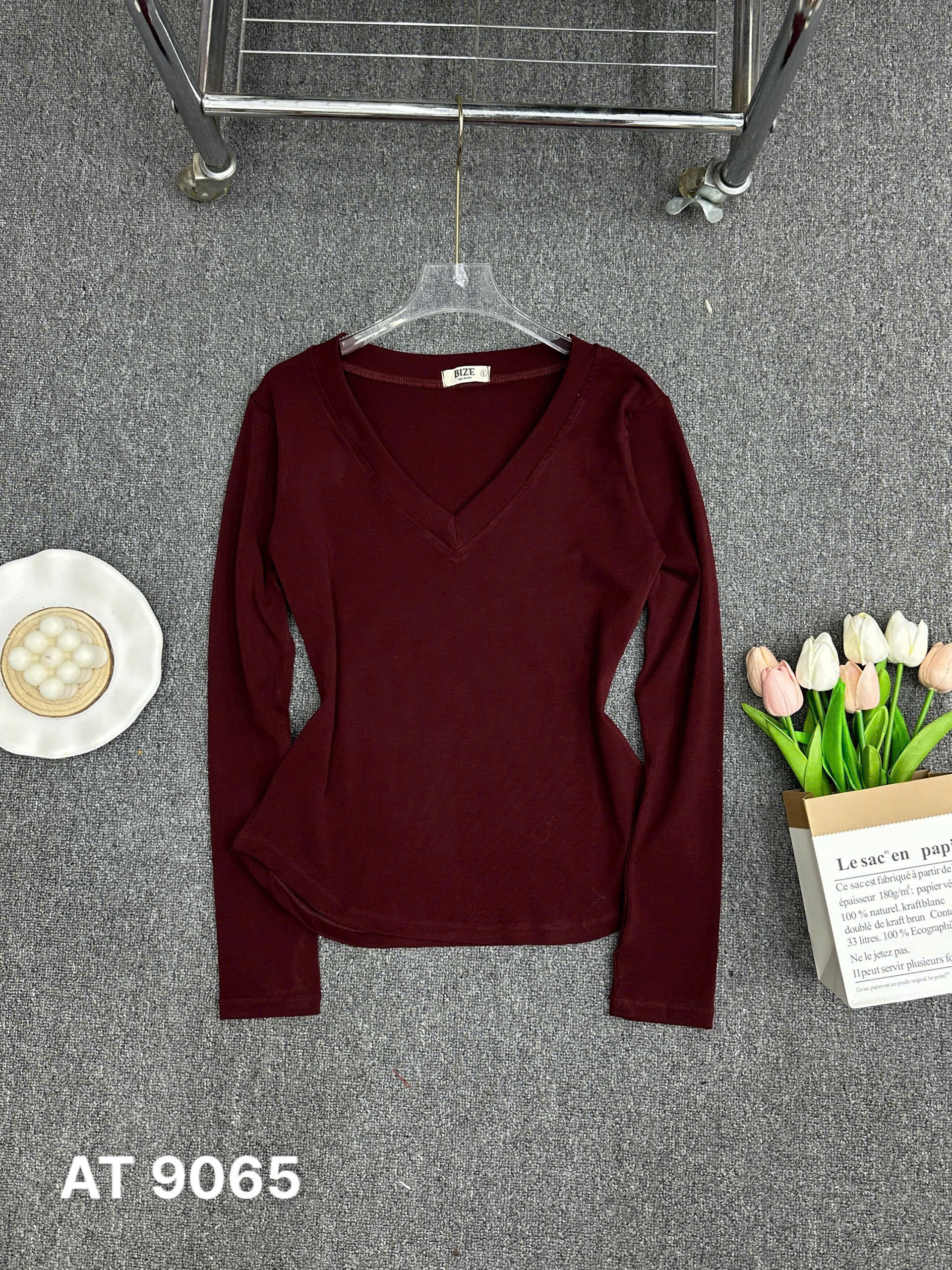 BIGSIZE - Áo thun tay dài cổ tim T- AT9065_thumbnail_7