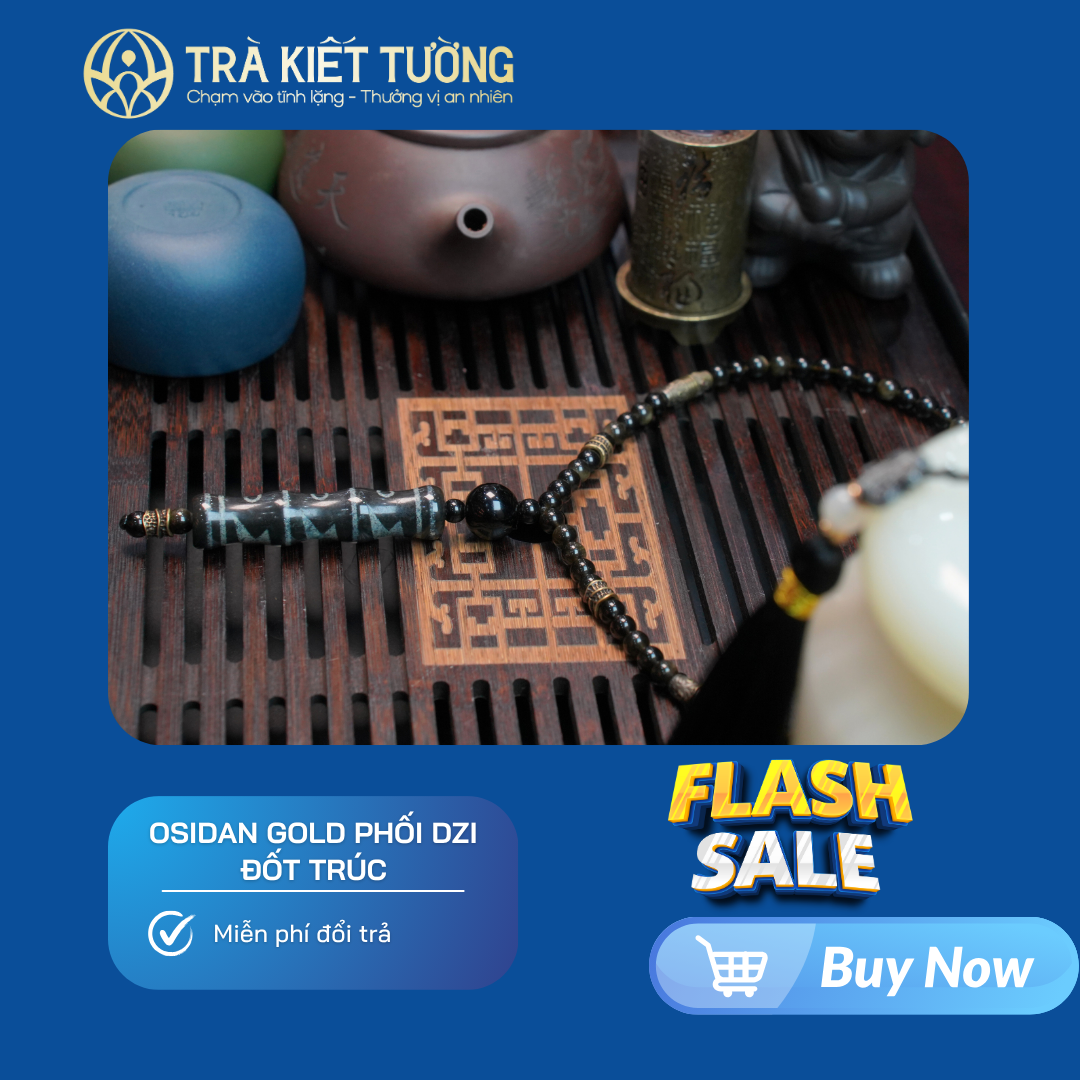 VÒNG CỔ OSIDAN GOLD PHỐI DZI ĐỐT TRÚC