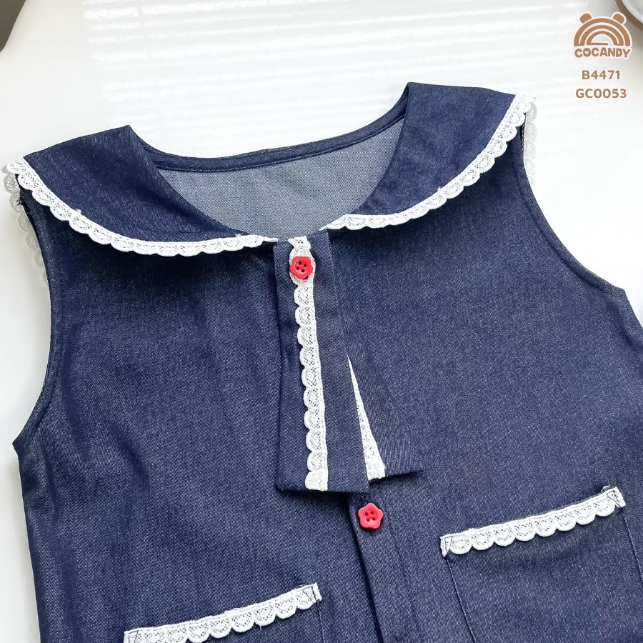 Bộ cộc XANH DENIM cúc đỏ + chân váy xếp ly_thumbnail_4