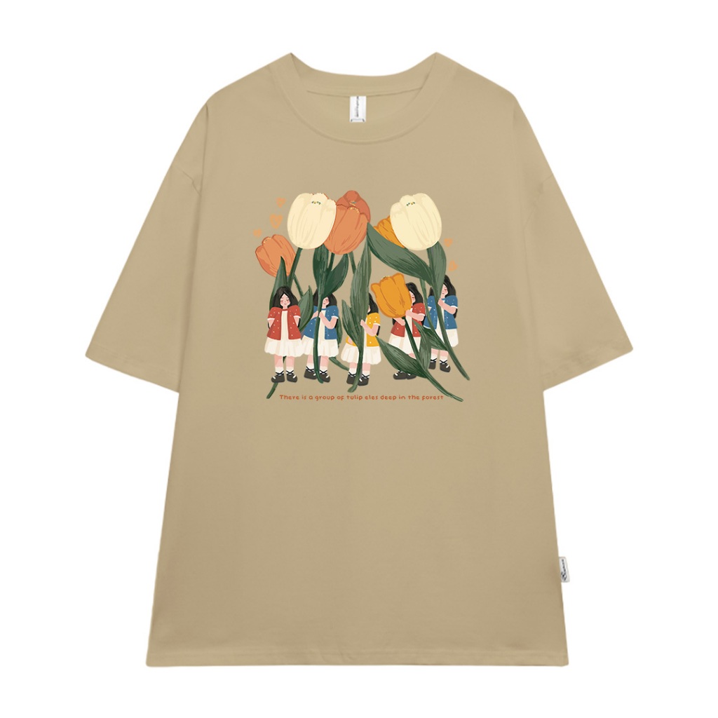 Áo thun nữ hoa tulip form rộng ATD201 Miucho chất vải cotton in Artwork_thumbnail_0