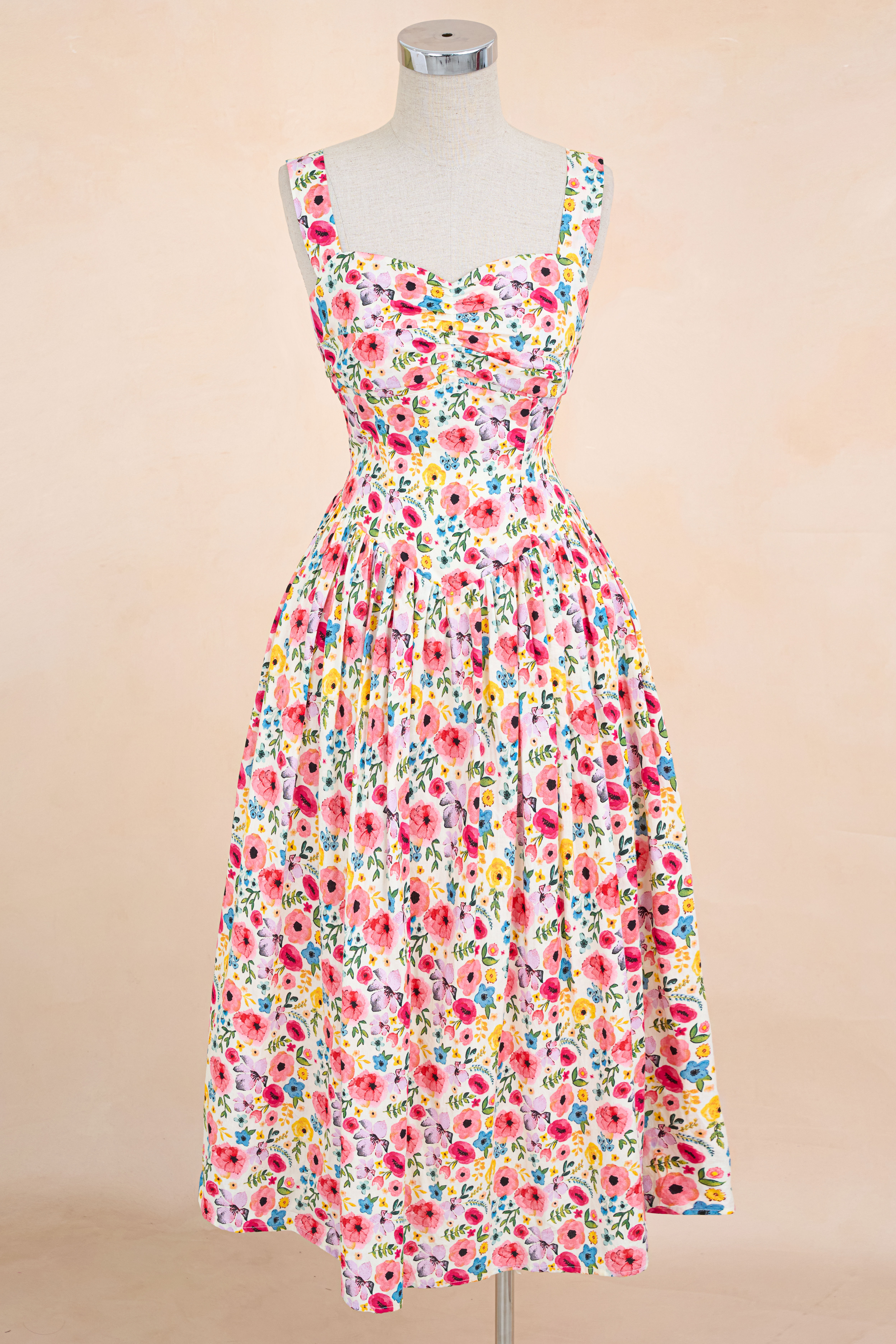 Đầm Hai Dây Hoa Lá Nhúm Ngực