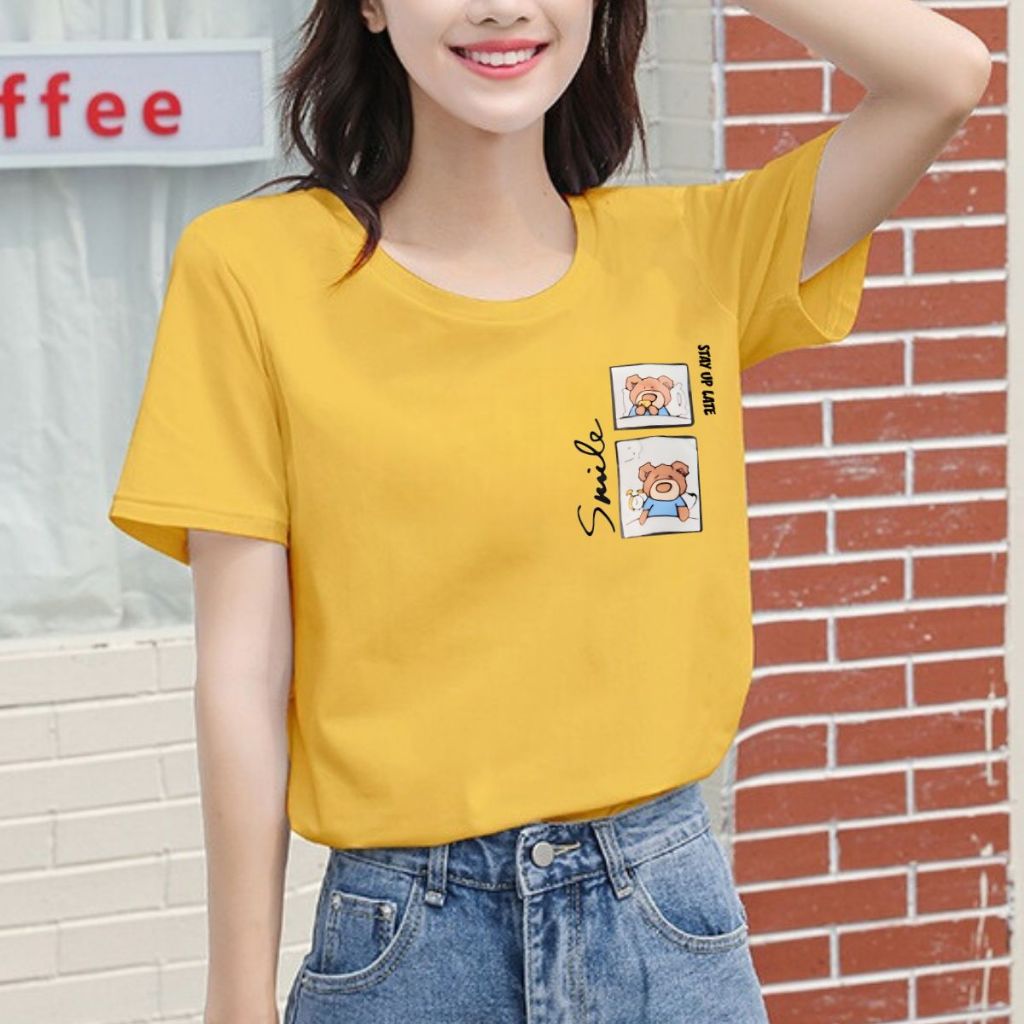[Form Vừa] Áo thun nữ form vừa in hai hình gấu SMILE - Áo phông nữ VT7261_thumbnail_2