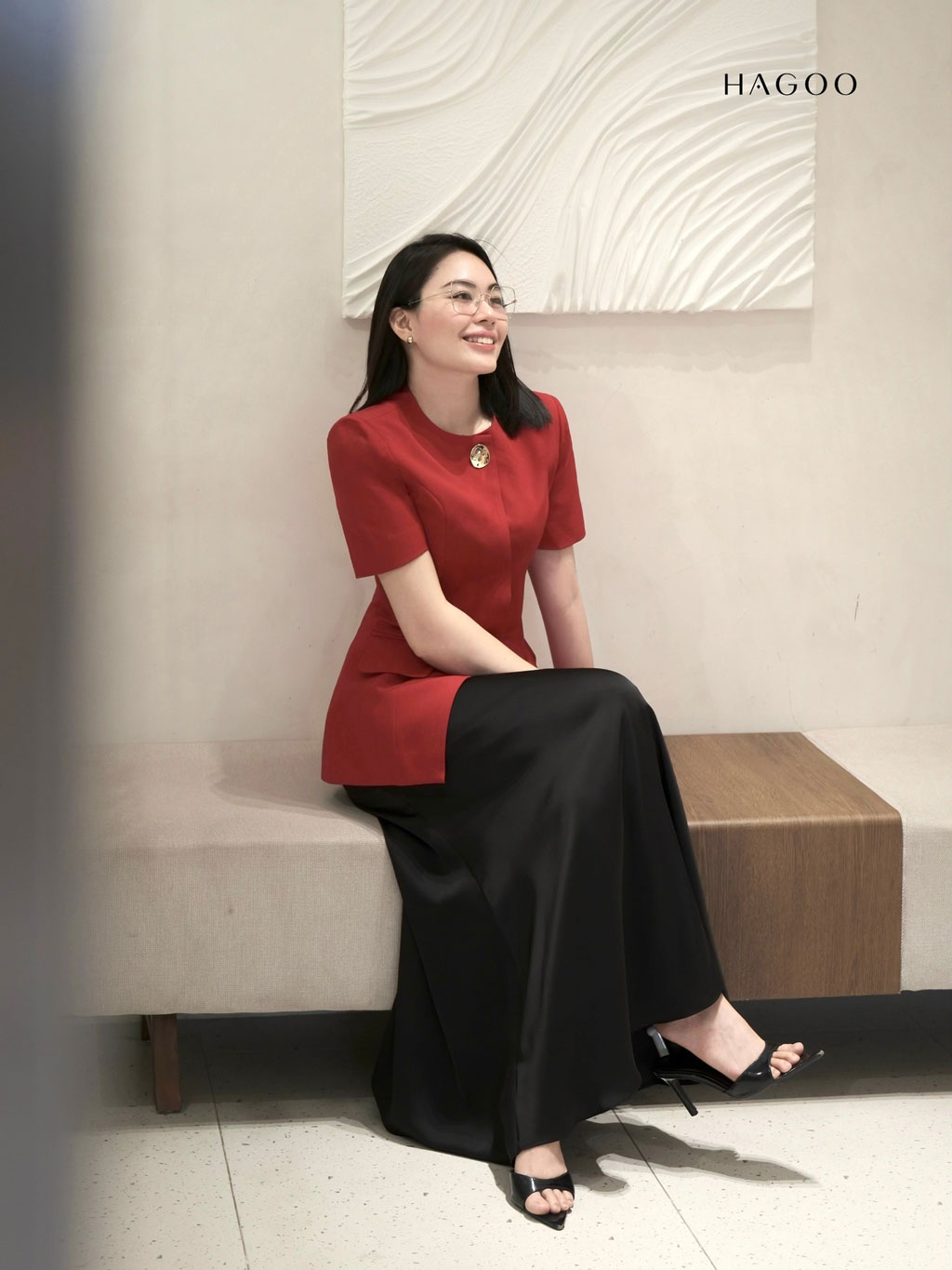 Áo ký giả cổ tròn cúc đồng HAGOO_thumbnail_5