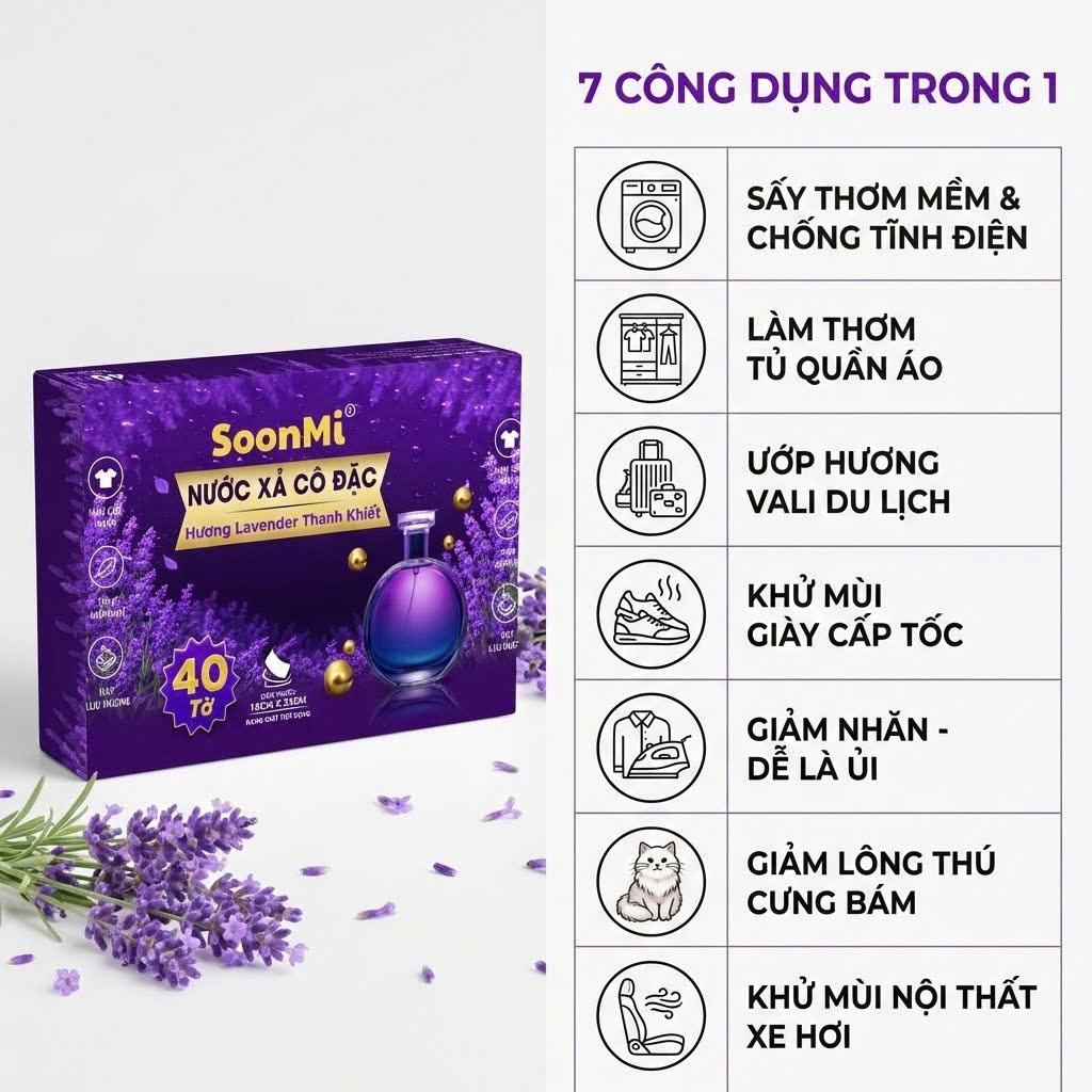 Giấy Thơm Quần Áo SoonMi Hương Lavender - chuyên dụng máy giặt sấy, máy sấy quần áo, khử mùi xe hơi, thơm tủ áo_thumbnail_13