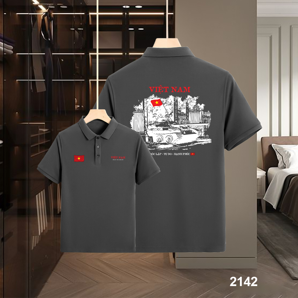 Áo polo nam big size Việt Nam tôi yêu form vừa 2142 Miucho Iconic vải cá sấu polyester in mix_thumbnail_5