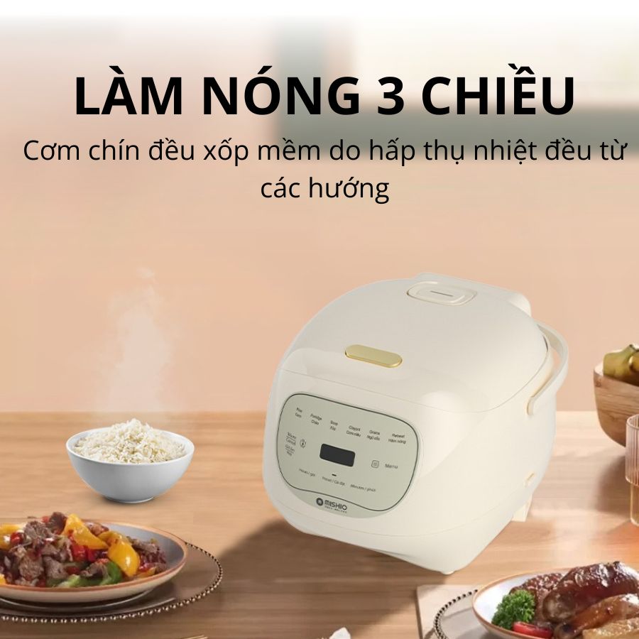 Nồi cơm điện lòng sứ dưỡng sinh 1.2L Mishio MK381 tặng kèm nồi hầm chậm 1Lít_thumbnail_9