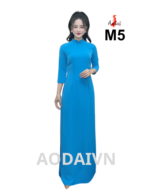 M5 Áo dài lụa Mỹ Elai cổ cao 2cm tay lỡ
