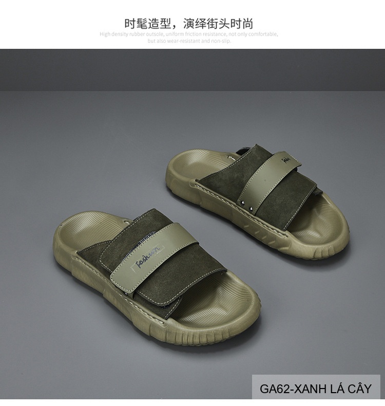 GA62 - Dép xỏ ngón nam phong cách Hàn, đế cao su êm ái, chất liệu da bò, 3 màu Trắng Xanh Lá Đen_thumbnail_4