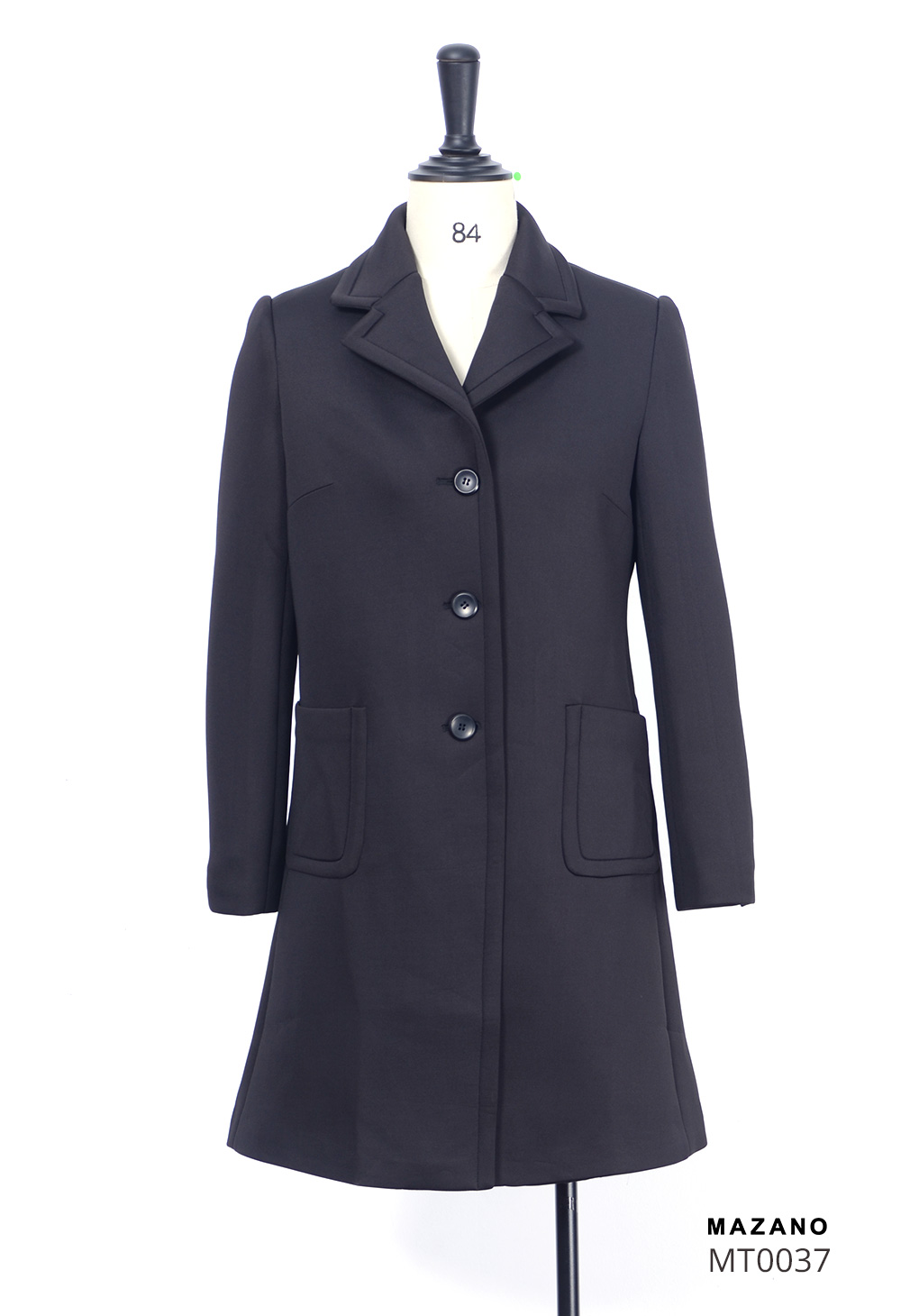 Áo Măng tô vải dạ Yumi cổ V màu đen_thumbnail_4