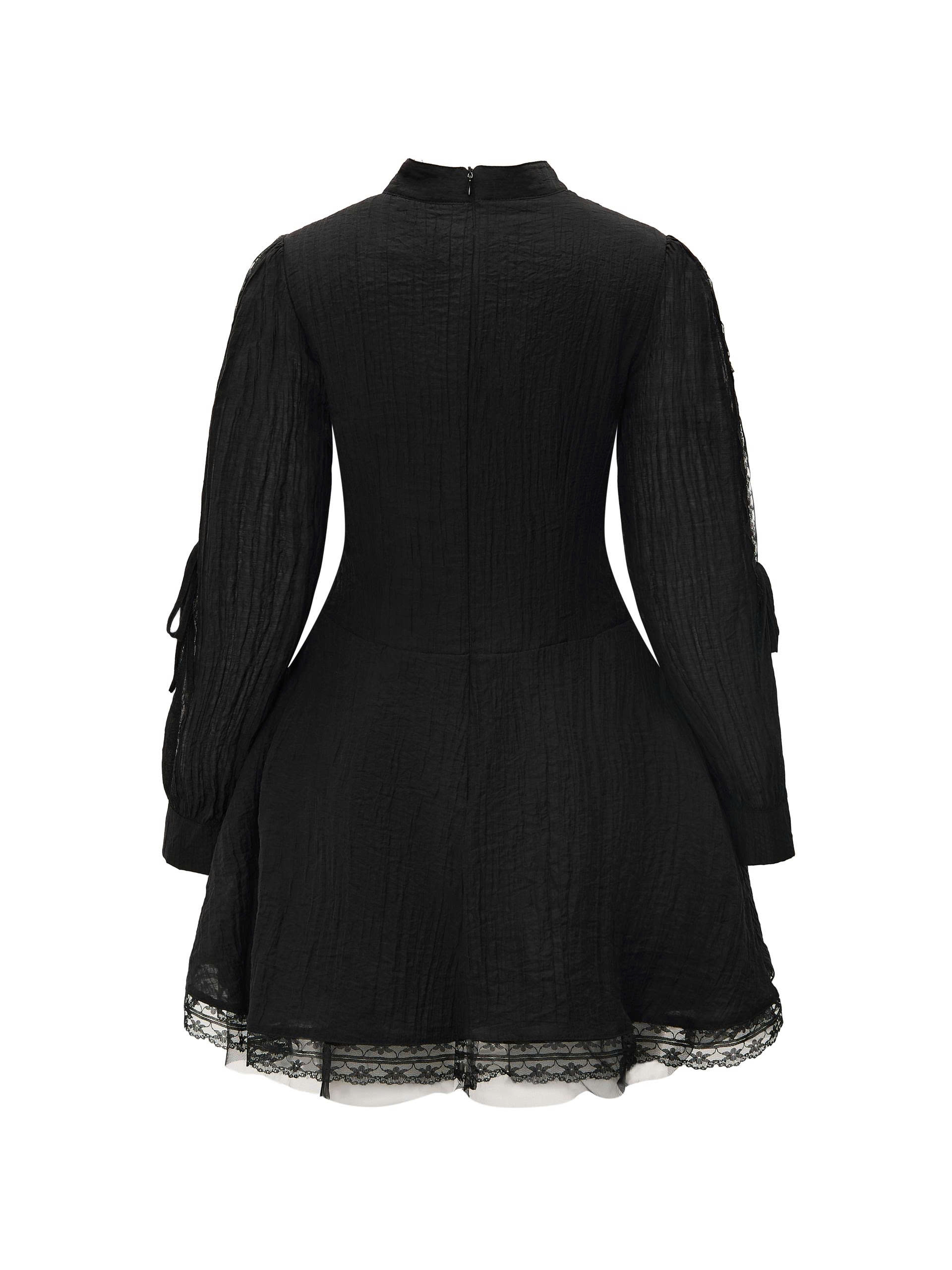 BIGSIZE NỮ - Đầm voan dáng A xòe phối ren V- DA214_thumbnail_4