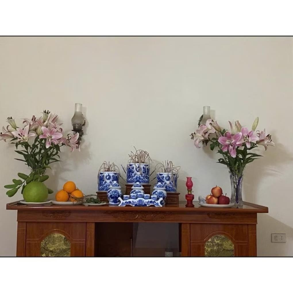 HG265 Đồ Thờ Cúng Bộ 23 món ban thờ 1M6 - 1M8 men trắng nghệ nhân Bát Tràng chế tác TẶNG Thất Bảo, Tro Nếp_thumbnail_7