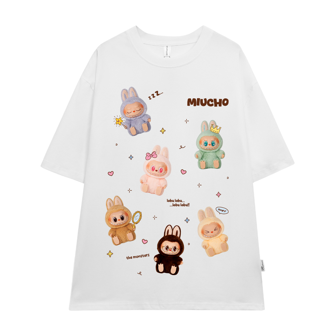 Áo thun labubu form rộng nhiều màu ATD1397 Miucho tay ngắn cổ tròn in mix_thumbnail_8