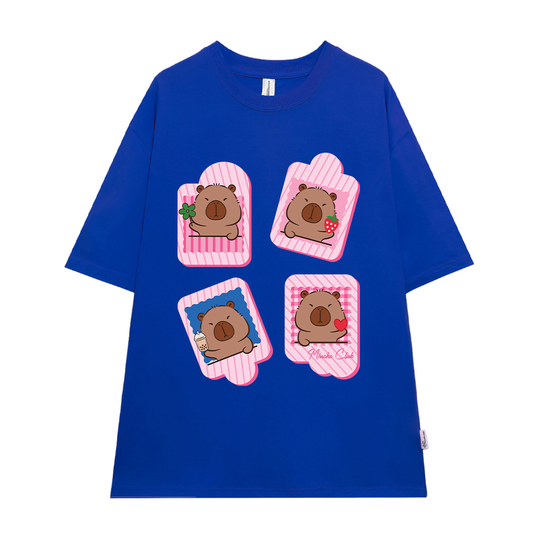 Áo phông form rộng Capybara unisex ATD1494 Miucho vải cotton thoáng mát cổ tròn in mix_thumbnail_19