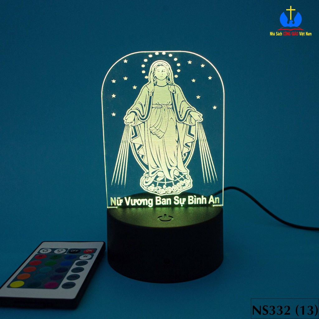 Đèn Led 3D nhiều màu để bàn mẫu Đức Mẹ Ban Ơn Maria khắc tên theo yêu cầu trang trí phòng, xe, quà tặng Công Giáo NS332_thumbnail_3