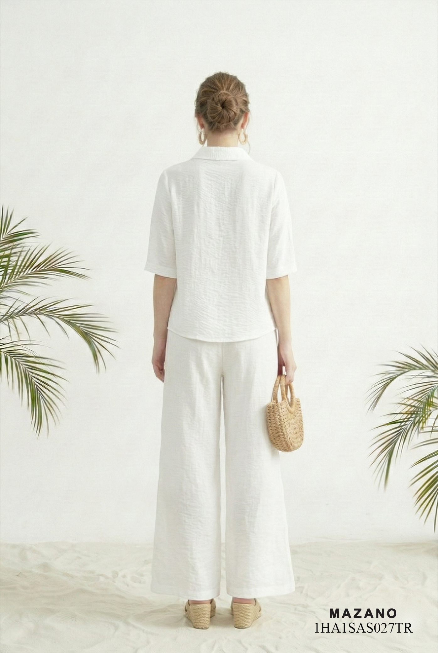 Áo sơ mi vải pha linen trắng dáng suông vừa cổ sơ mi thiết kế MAZANO 1HA1SAS027TR_thumbnail_5