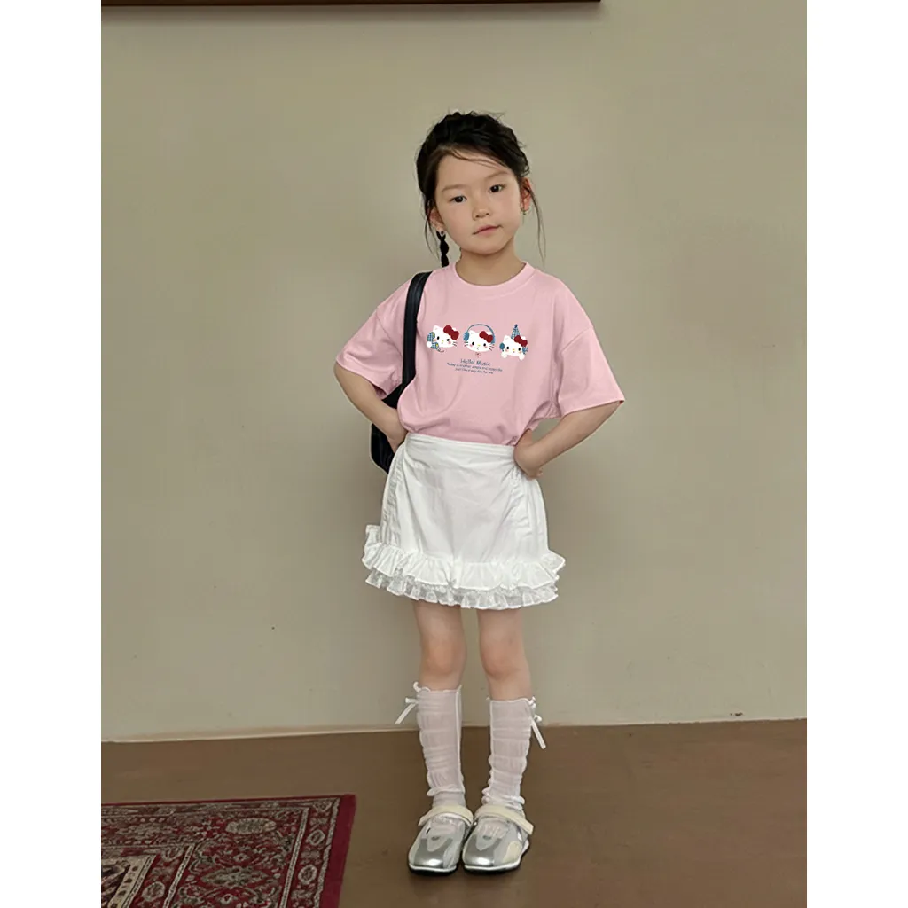 Áo thun form rộng cho bé gái Kado vải cotton co giãn 4 chiều thoáng mát Kitty dễ thương in mix 2887_thumbnail_2