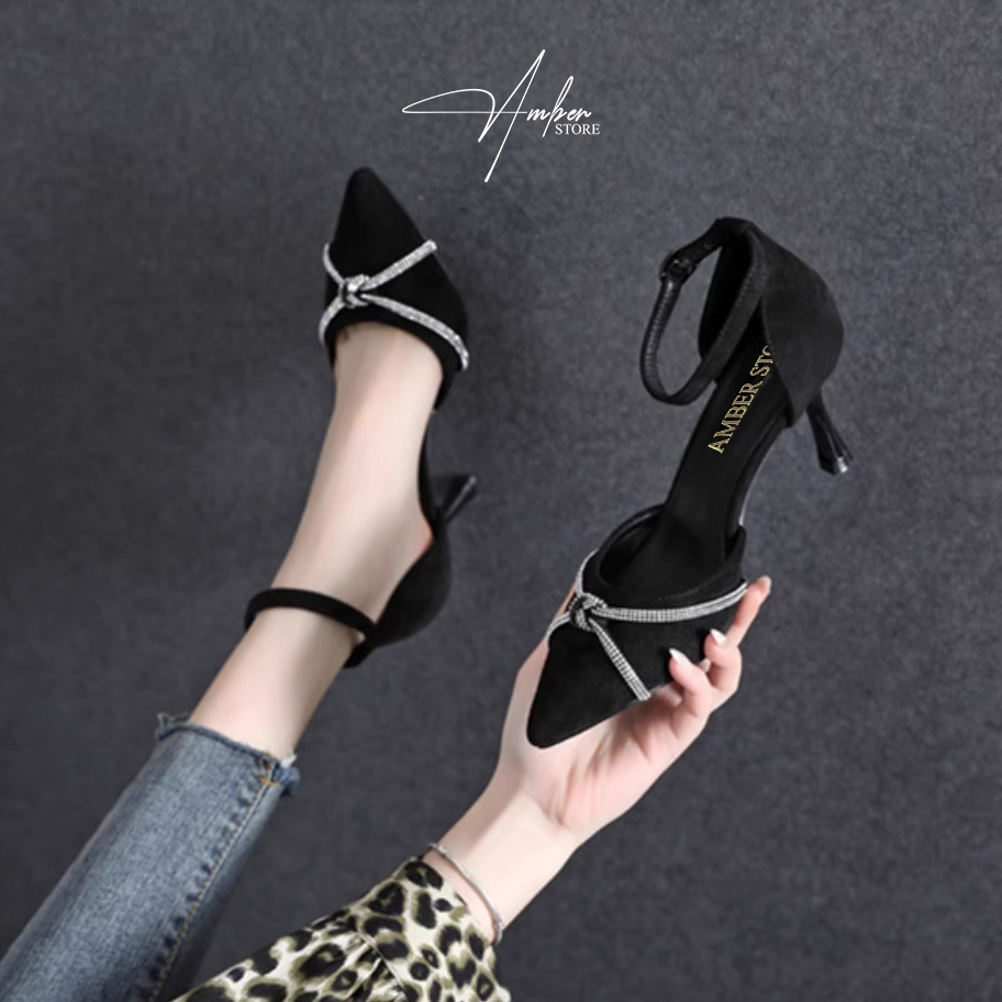 Giày Cao Gót Nữ Bít Mũi Quai Nơ Đính Đá – CG14_thumbnail_2