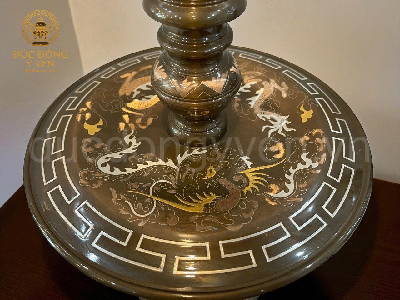 Bộ ngũ sự cao 60cm hoa văn sòi khảm tam khí dát điểm vàng _thumbnail_4