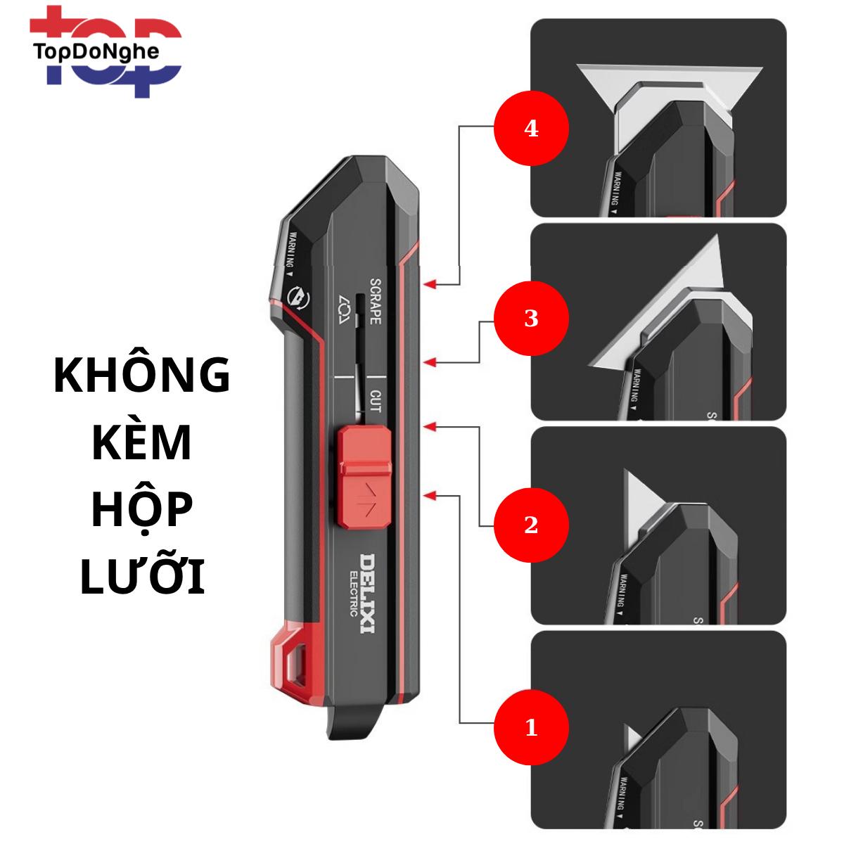 Dao rọc giấy, rọc cáp điện lưỡi xoay ngang Delixi cao cấp 4 cập độ cho thợ điện, cầm chắc tay, đồ nghề điện điều chỉnh linh hoạt