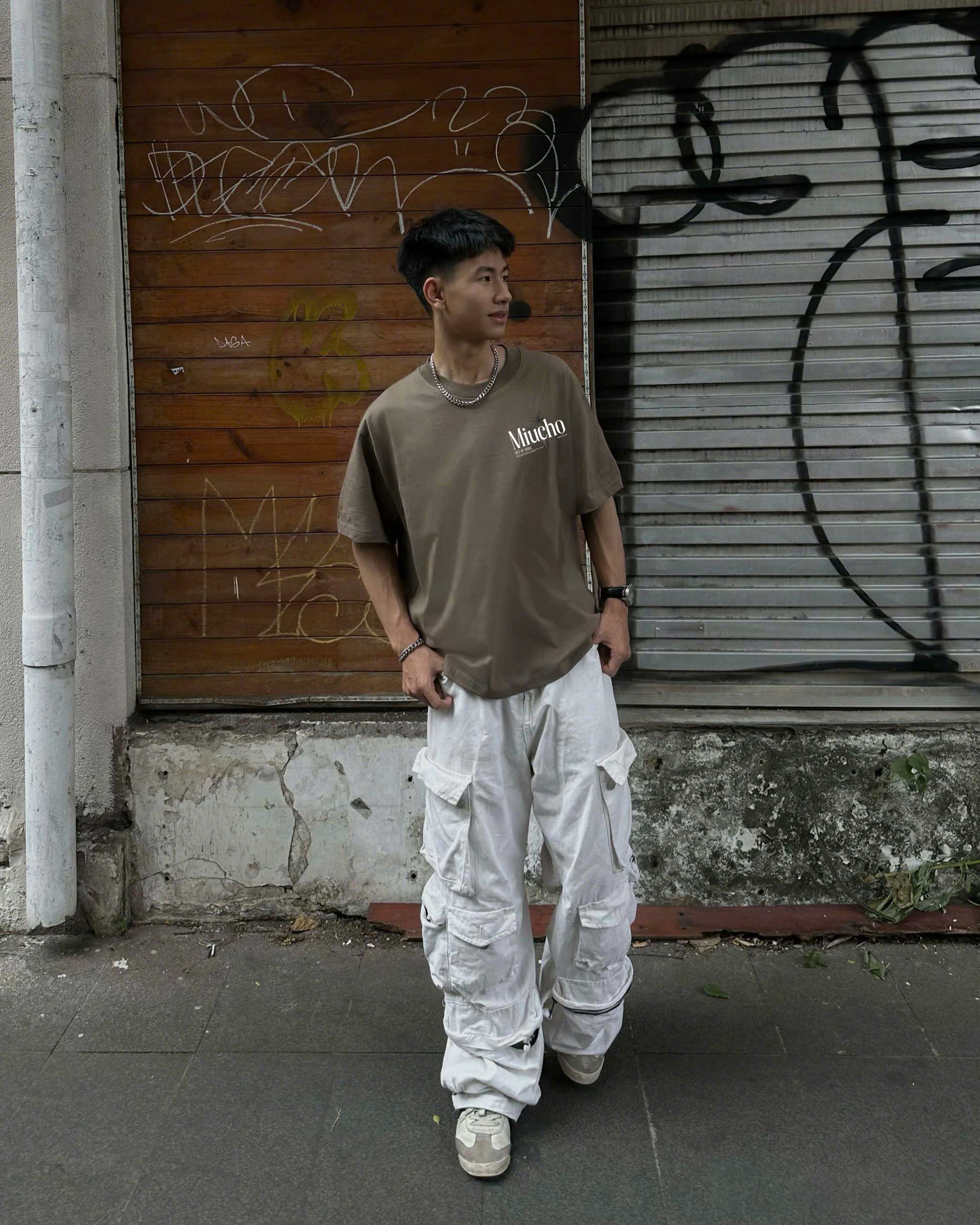 Áo phông nam form boxy hè biển 2188 Miucho Club cổ tròn vải cotton 2c 250gsm đứng form in mix_thumbnail_3