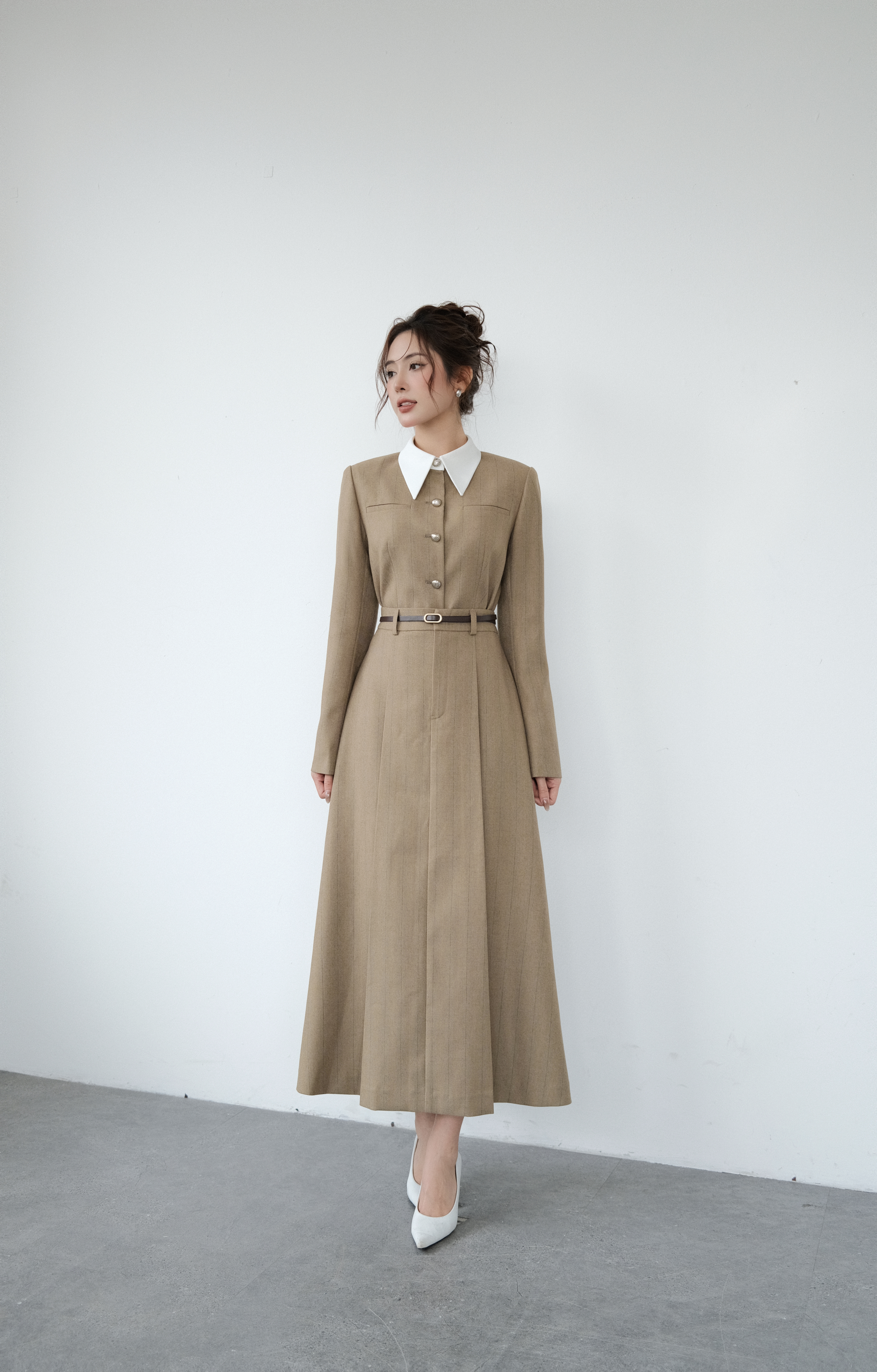 Áo kiểu tay dài dáng suông Cassia