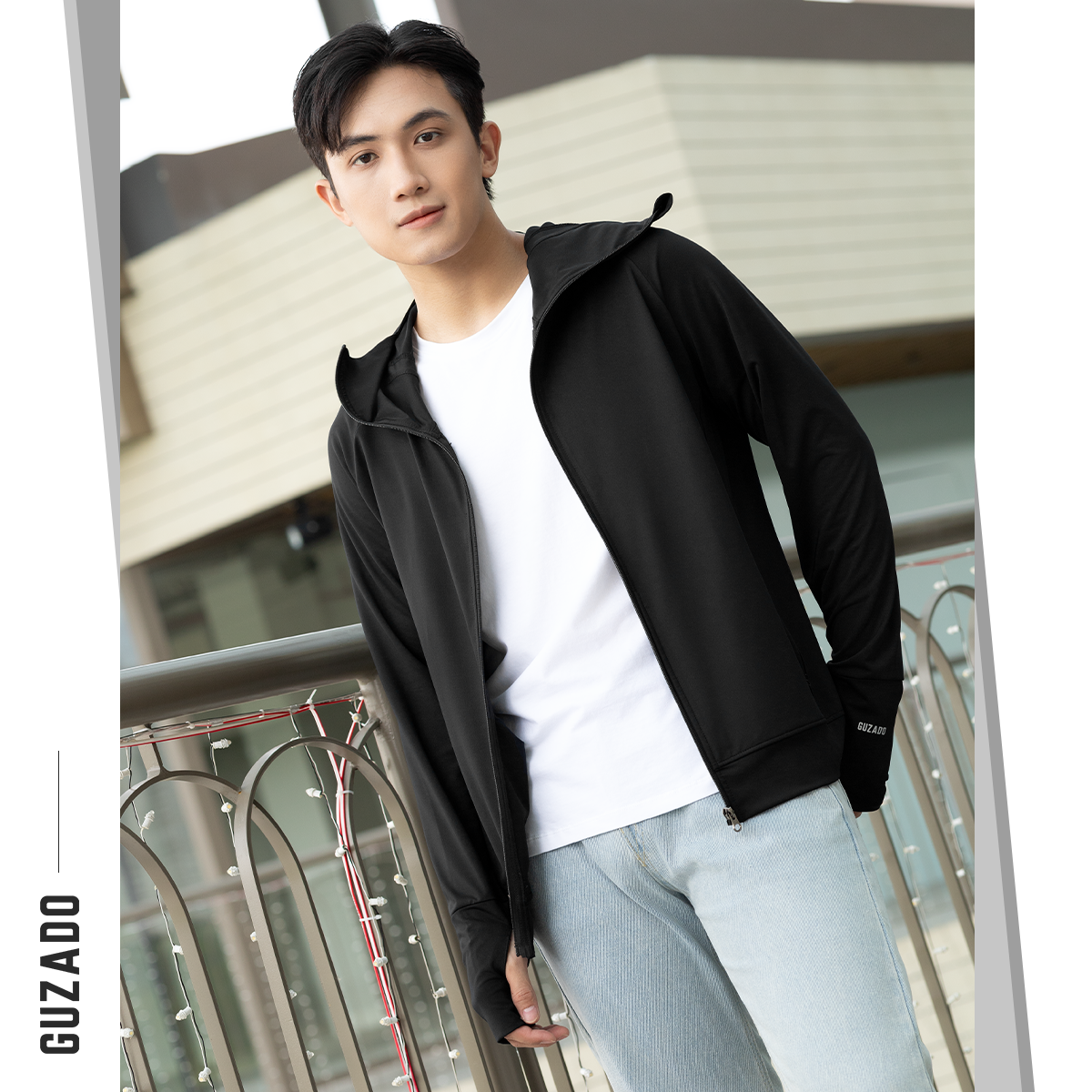 Áo Chống Nắng 2 Lớp Unisex Thông Hơi Khóa Kéo Mũ Trùm Kín Mặt Chống Tia UV GCN02