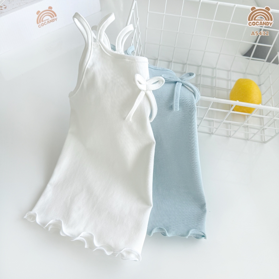 Sét áo 2 dây XANH TRẮNG trơn nơ ngực_thumbnail_4