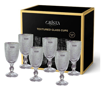 Bộ 6 ly thủy tinh CRISTA HOME vân lưới dập nổi 240 ml_thumbnail_30