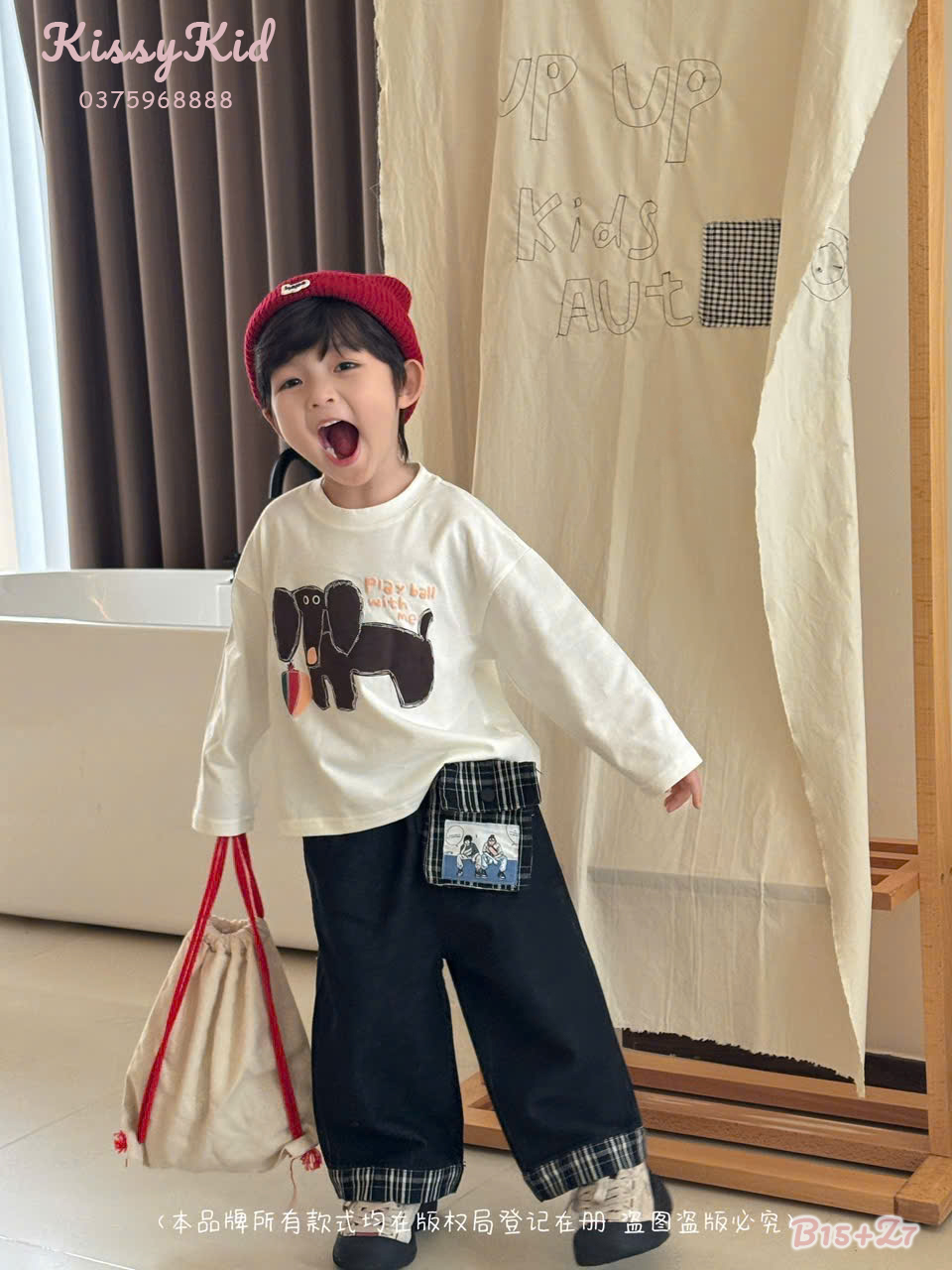 (Z7) Quần kaki đen gấu kẻ caro