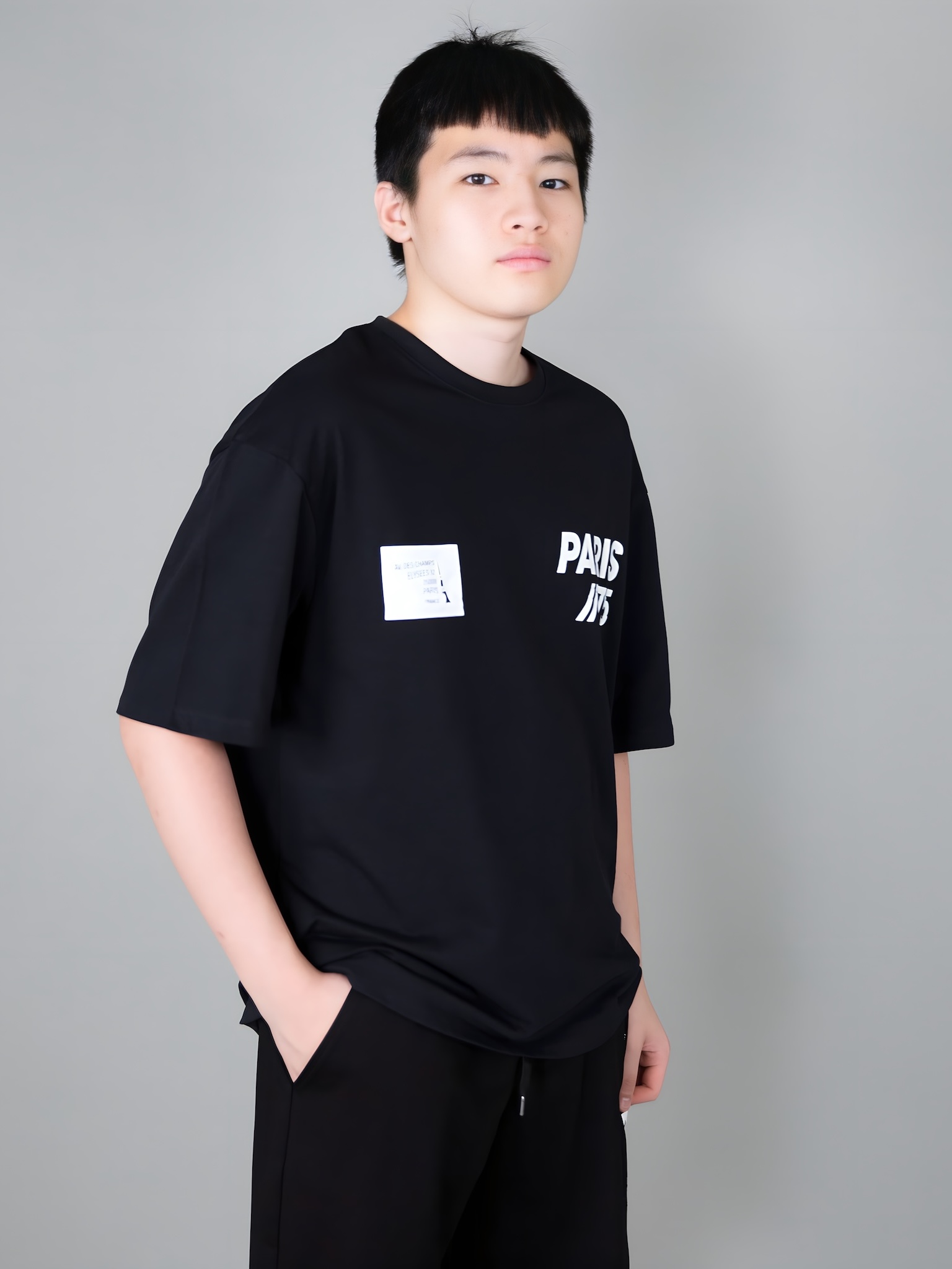 Áo phông bé trai dáng rộng màu đen chữ Paris số 75_thumbnail_0
