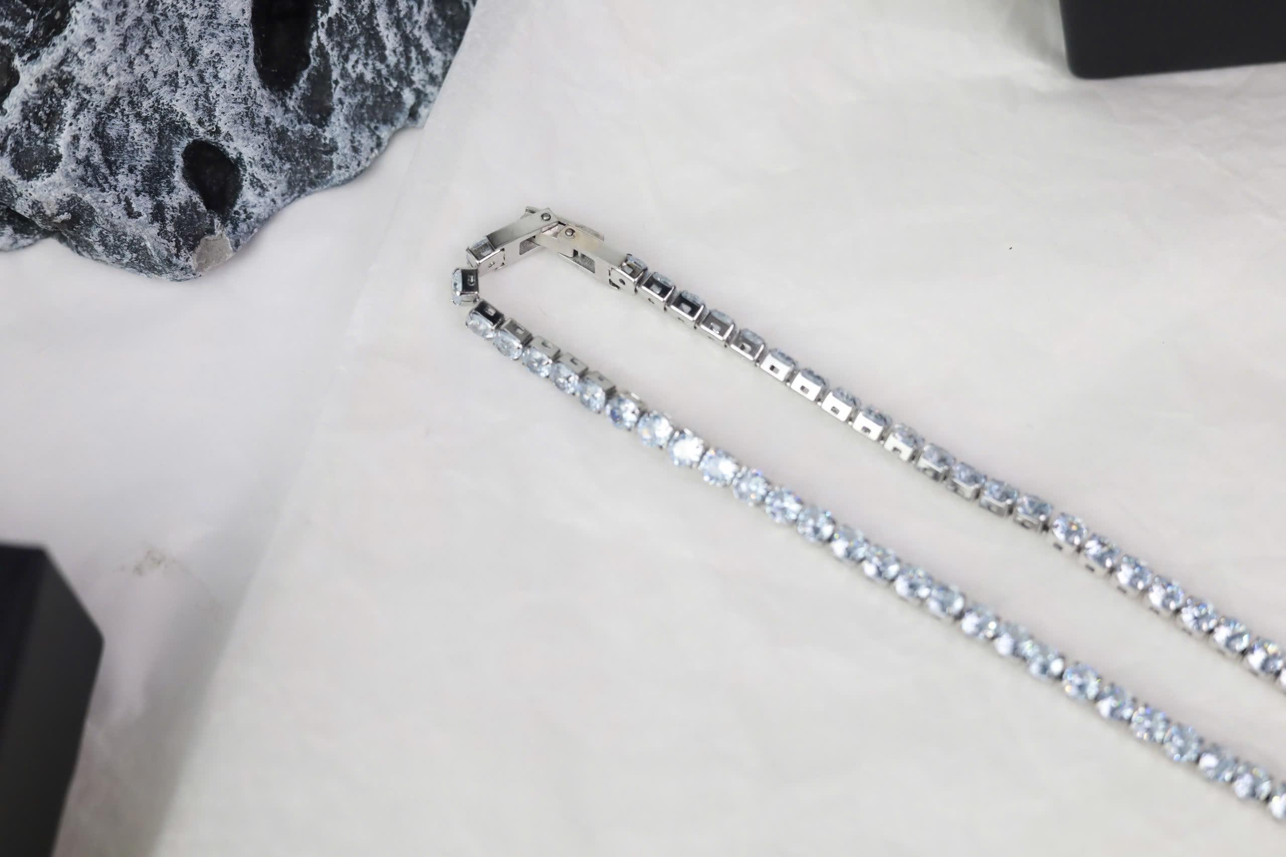 vòng cổ ice tennis đính full đá vuông 5 ly 50cm