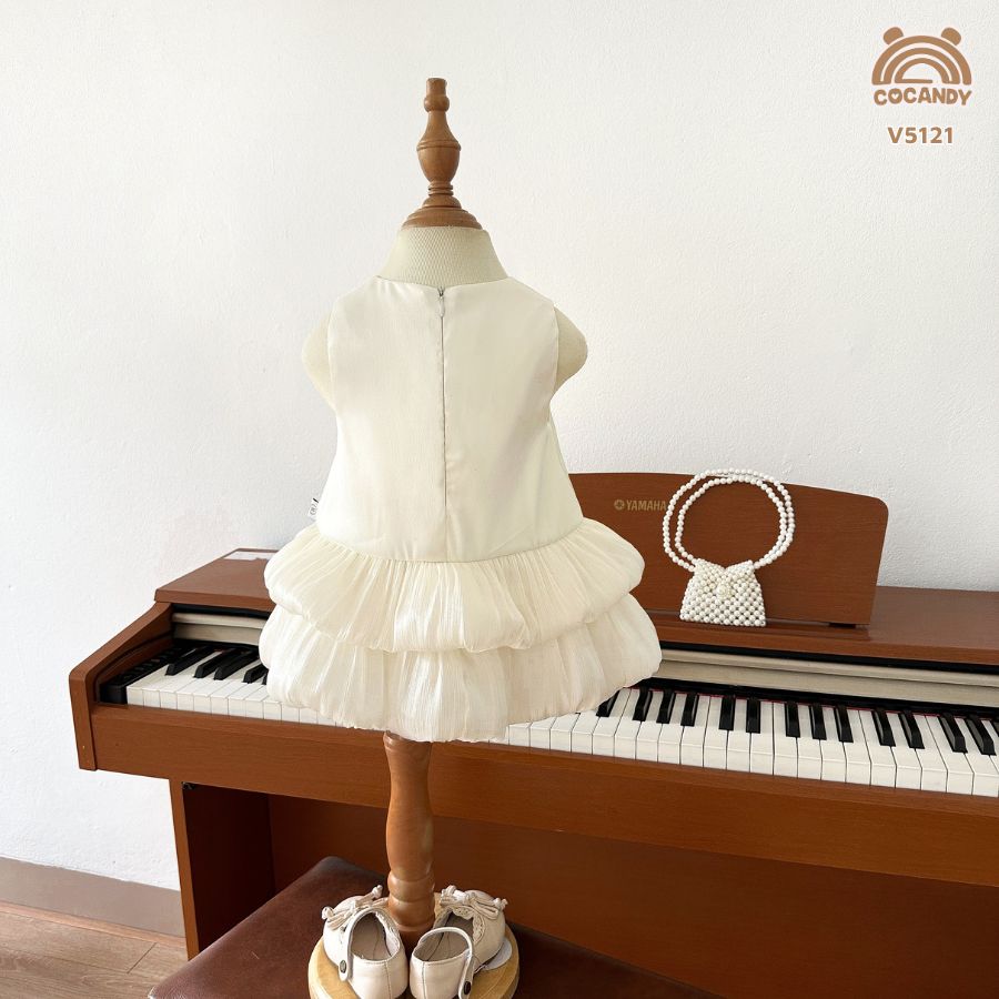 Váy cộc BE 2 tầng tơ óng đính nơ_thumbnail_1