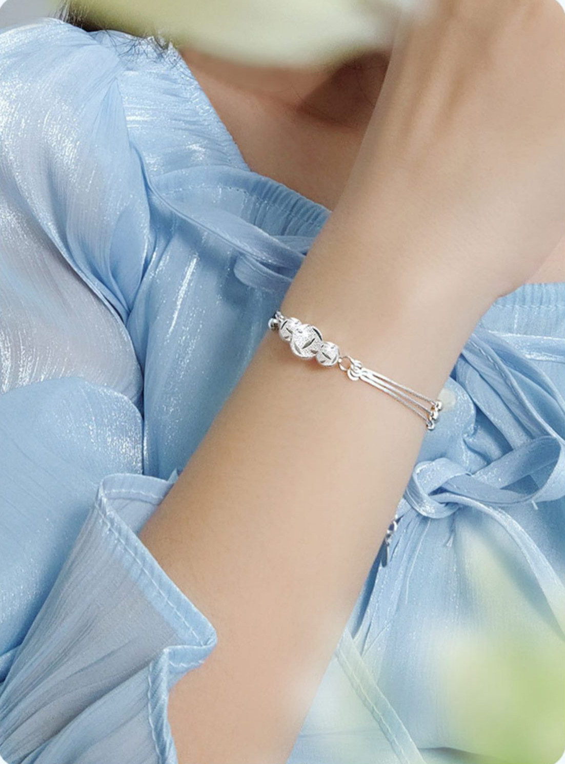 Vòng Tay Xi Bạc Moonlight – Thiết Kế Hạt Tròn Khắc Tinh Xảo_thumbnail_3