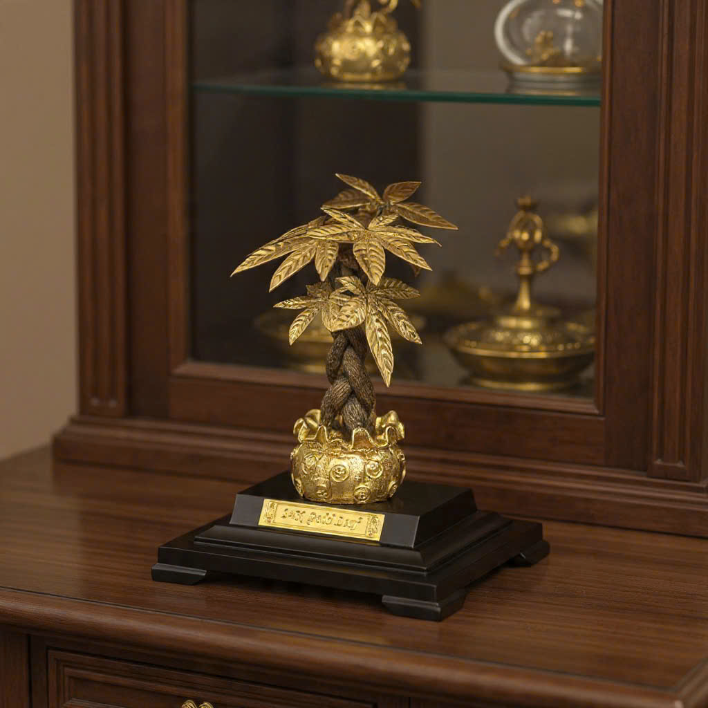 Cây kim ngân chậu vàng mạ vàng 24k ( KT 17X14X22cm ) DxRxC_thumbnail_6