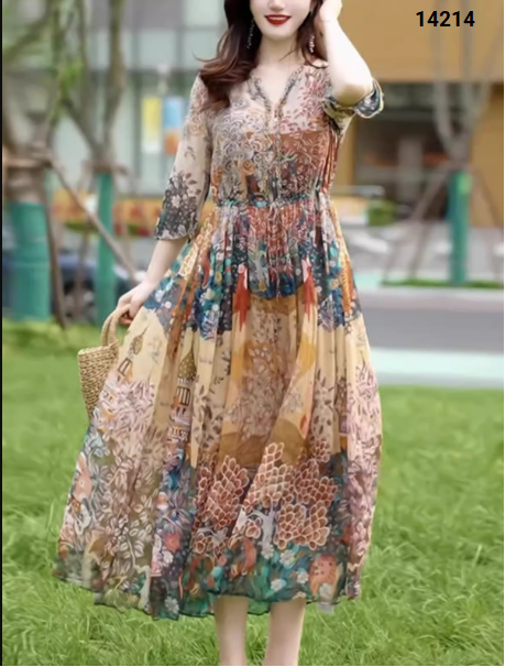 14214-Đầm voan xòe fom oversize tay lở in họa tiết (voan, lót)_thumbnail_0