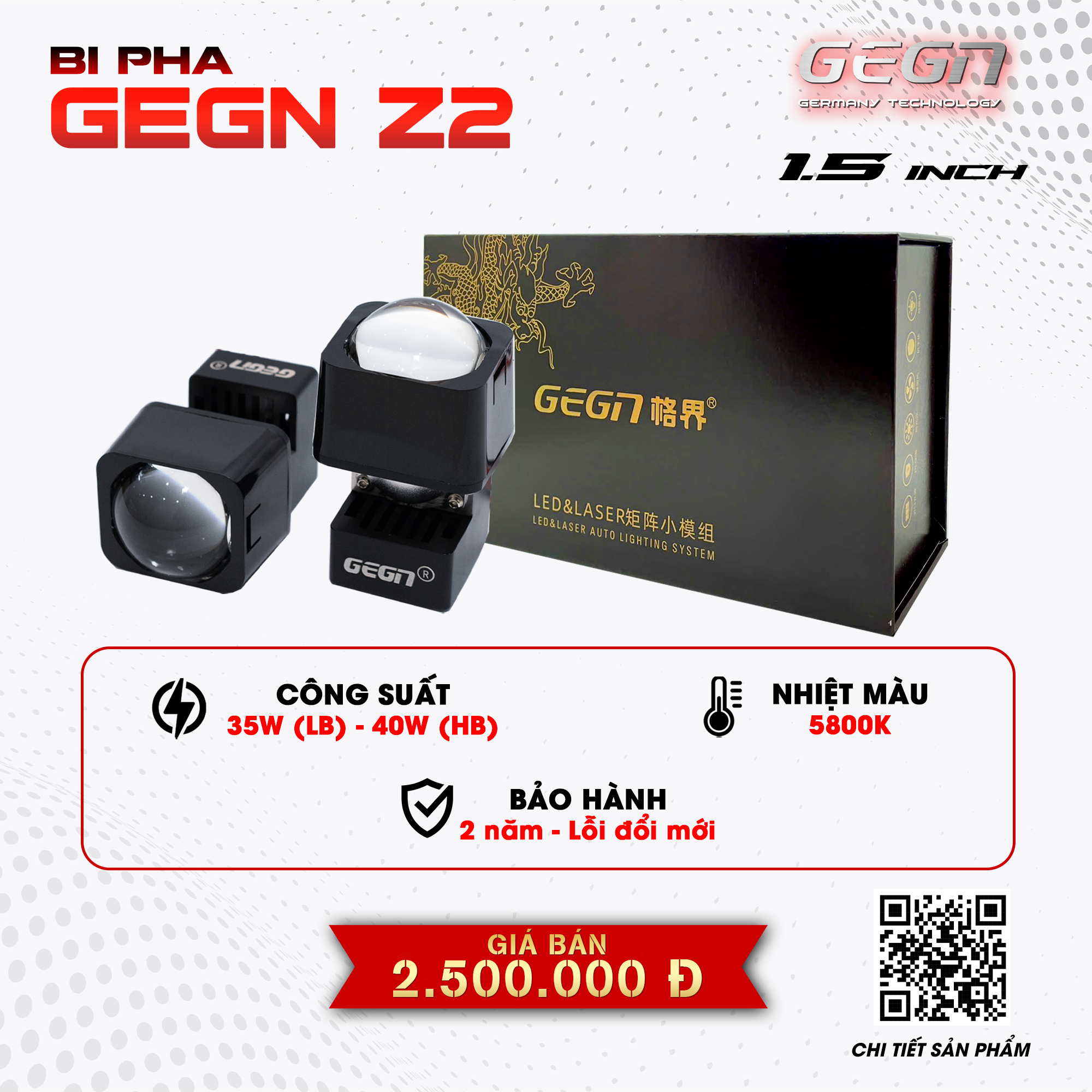 GEGN Đèn bi led pha 1.5 inch 