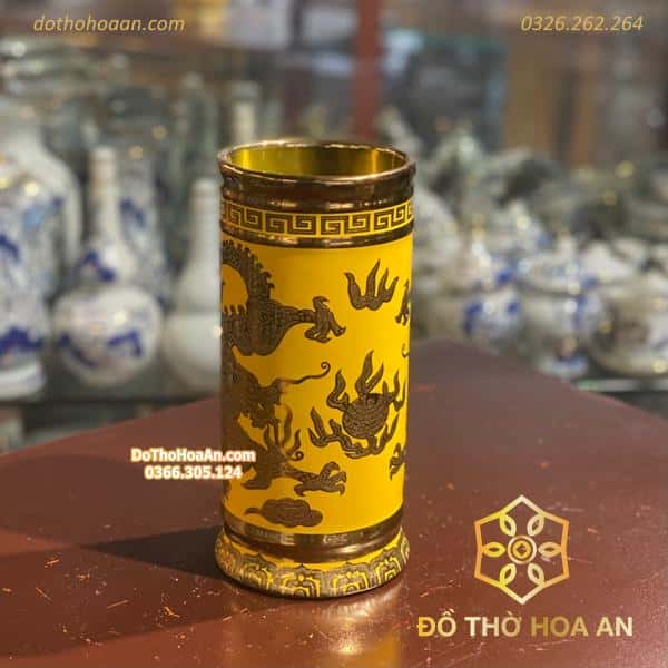 Ống Hương Men Vàng Kim Sa1