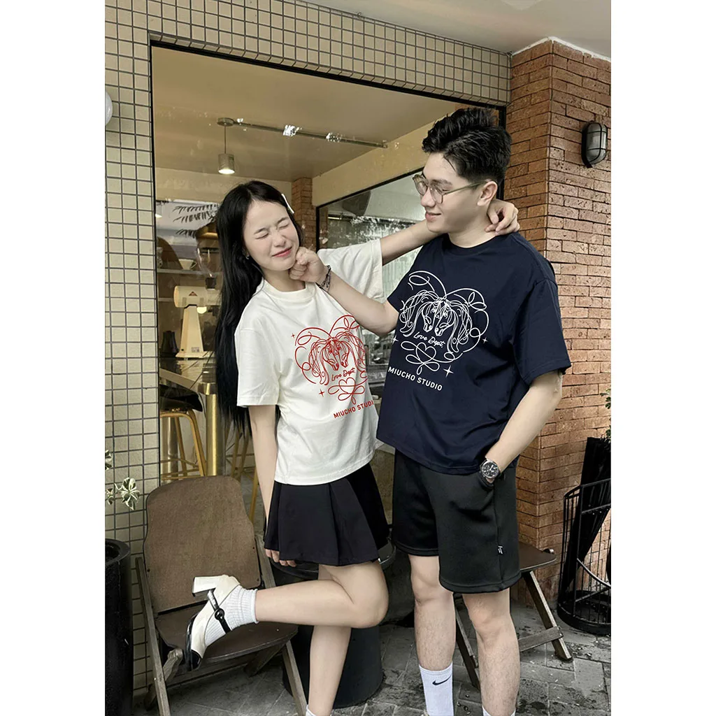 Áo thun couple cặp đôi form boxy Miucho vải thoáng mát trái tim dễ thương Tết in mix 2904_thumbnail_6